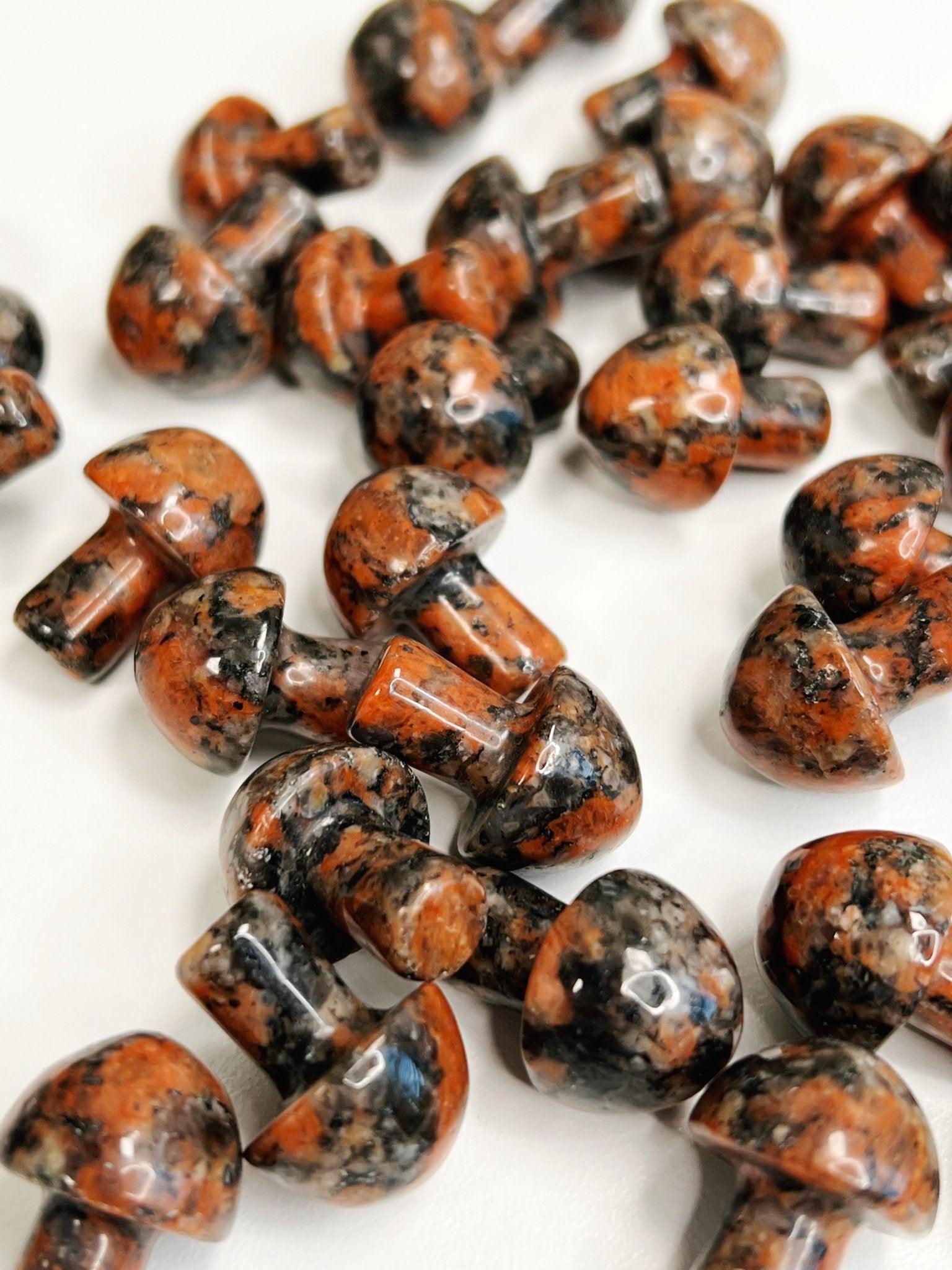 RED SESAME JASPER MINI MUSHROOM - 33 bday, 444 sale, Black Friday sale, crystal mushroom, end of year sale, fertility, holiday sale, joy gift bundle, mini mushroom, mushroom, new year sale, pocket crystal, pocket stone, polished, red sesame jasper, sesame jasper, spring equinox - The Mineral Maven