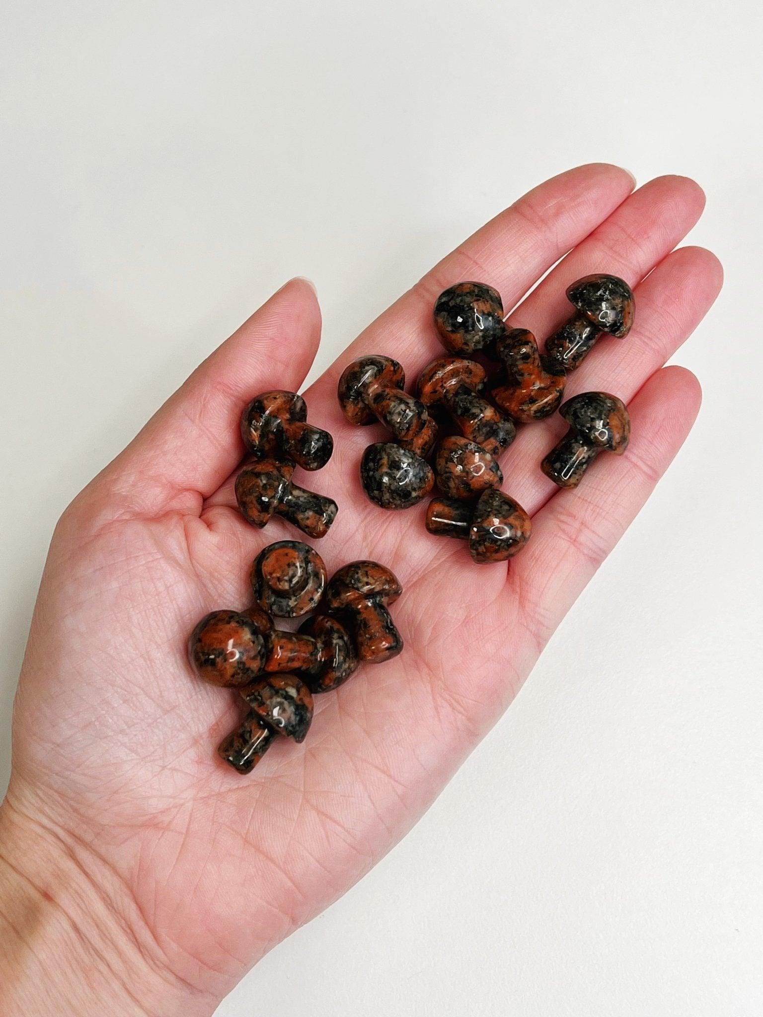 RED SESAME JASPER MINI MUSHROOM - 33 bday, 444 sale, Black Friday sale, crystal mushroom, end of year sale, fertility, holiday sale, joy gift bundle, mini mushroom, mushroom, new year sale, pocket crystal, pocket stone, polished, red sesame jasper, sesame jasper, spring equinox - The Mineral Maven