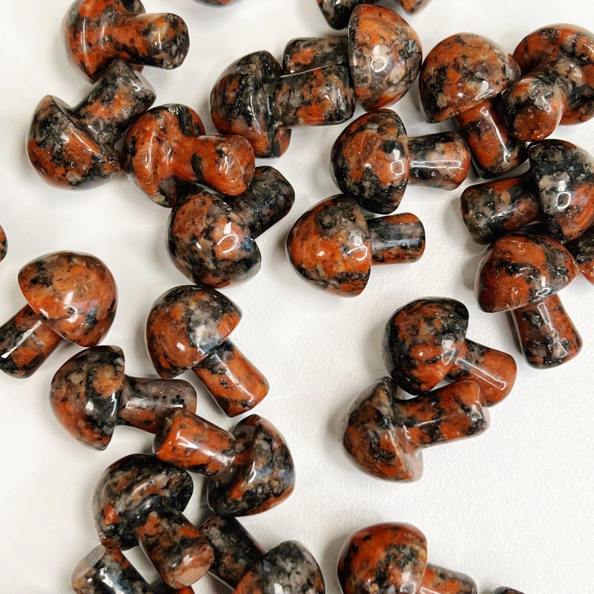 RED SESAME JASPER MINI MUSHROOM - 33 bday, 444 sale, Black Friday sale, crystal mushroom, end of year sale, fertility, holiday sale, joy gift bundle, mini mushroom, mushroom, new year sale, pocket crystal, pocket stone, polished, red sesame jasper, sesame jasper, spring equinox - The Mineral Maven