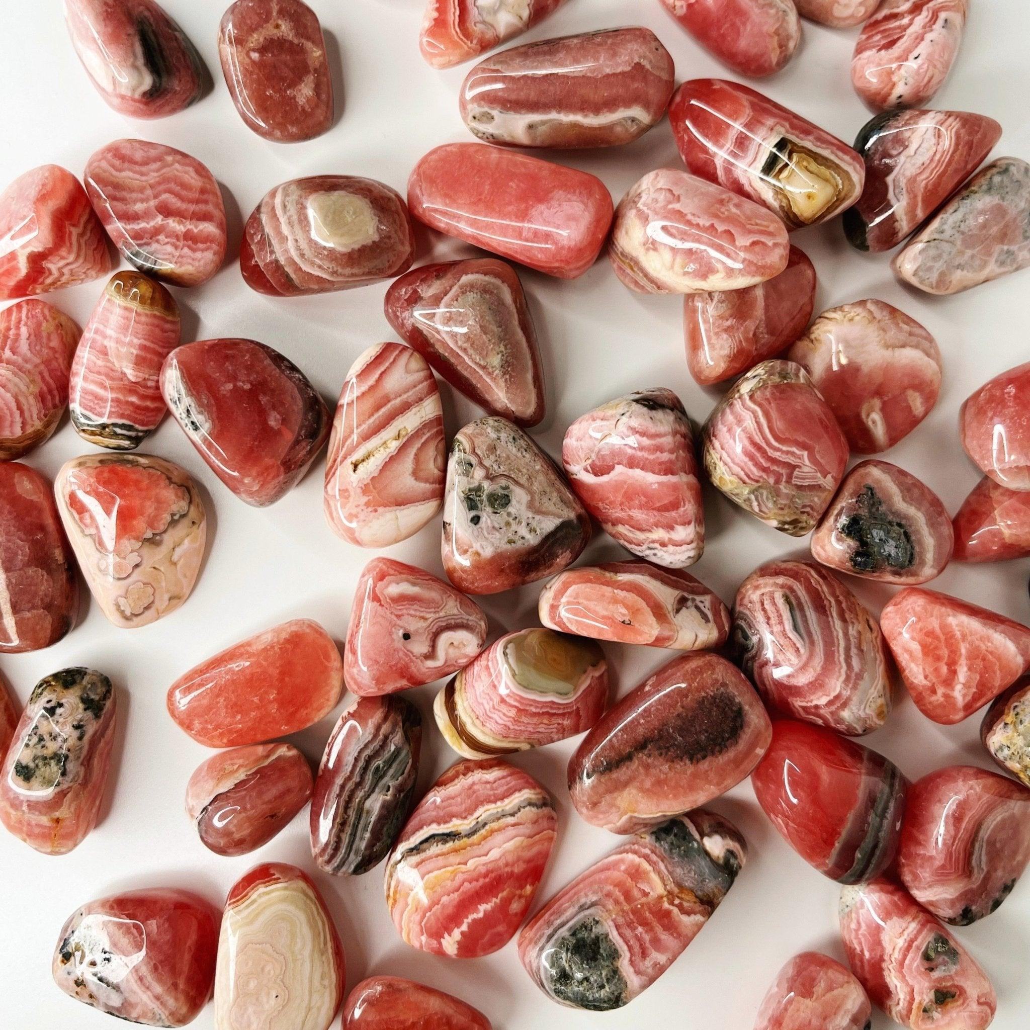 RHODOCHROSITE TUMBLE - 33 bday, Black Friday sale, bulk, end of year sale, flash sale, holiday sale, love gift bundle, new year sale, pocket crystal, rhodochrosite, spring equinox, spring things, tumble, valentine's day - The Mineral Maven