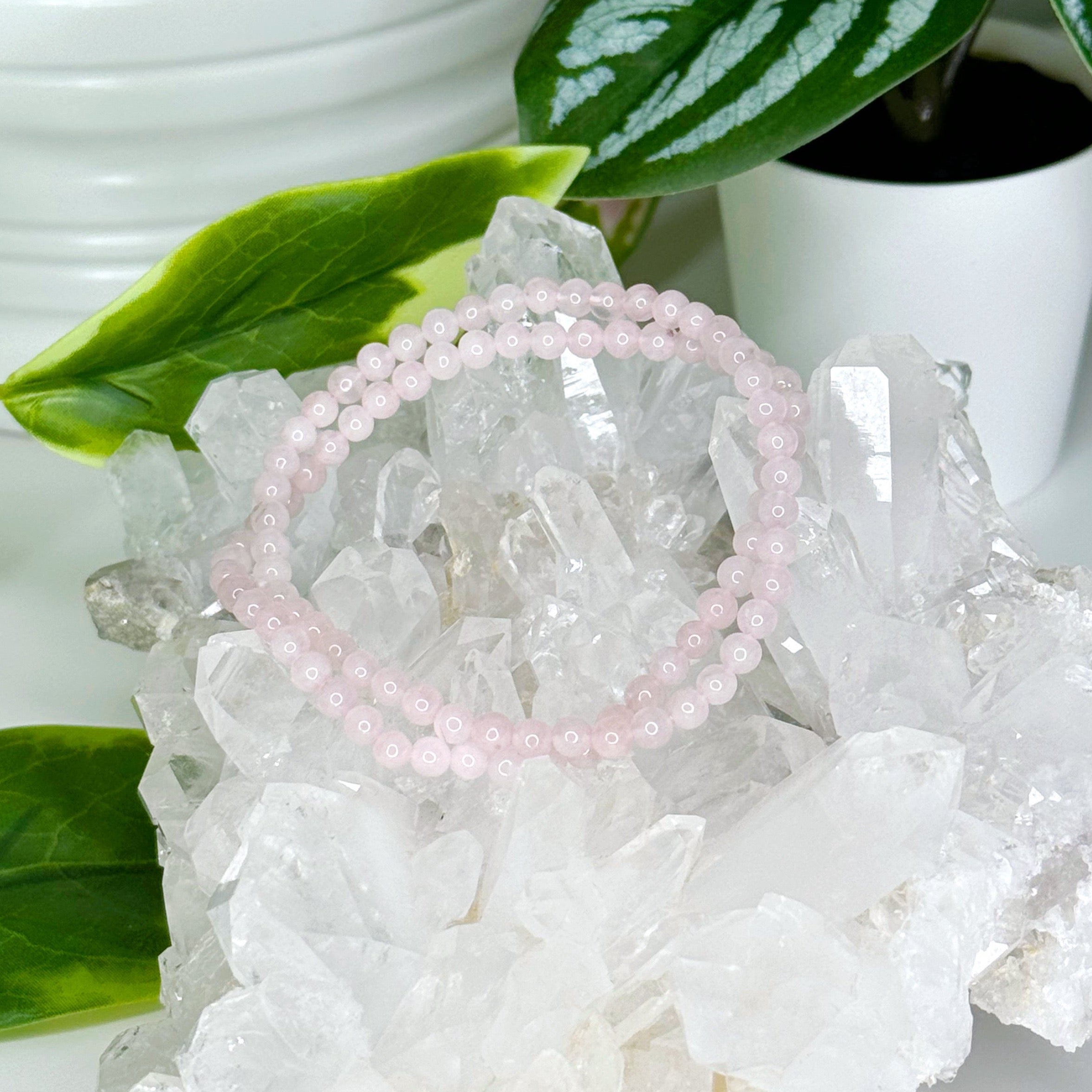 ROSE QUARTZ 4mm - HANDMADE CRYSTAL BRACELET - 10 Dec Inventory, 4mm, 5 year anniversary collection, aries, bracelet, cancer, capricorn, crystal bracelet, crystals for beginners, emotional support, grief gift bundle, handmade bracelet, jewelry, June 2025 inventory check, libra, love gift bundle, market bracelet, may day/beltane, pink, pisces, rose quartz, single bracelet, spring things, taurus, valentines bracelets, valentines vibes, Wearable - The Mineral Maven