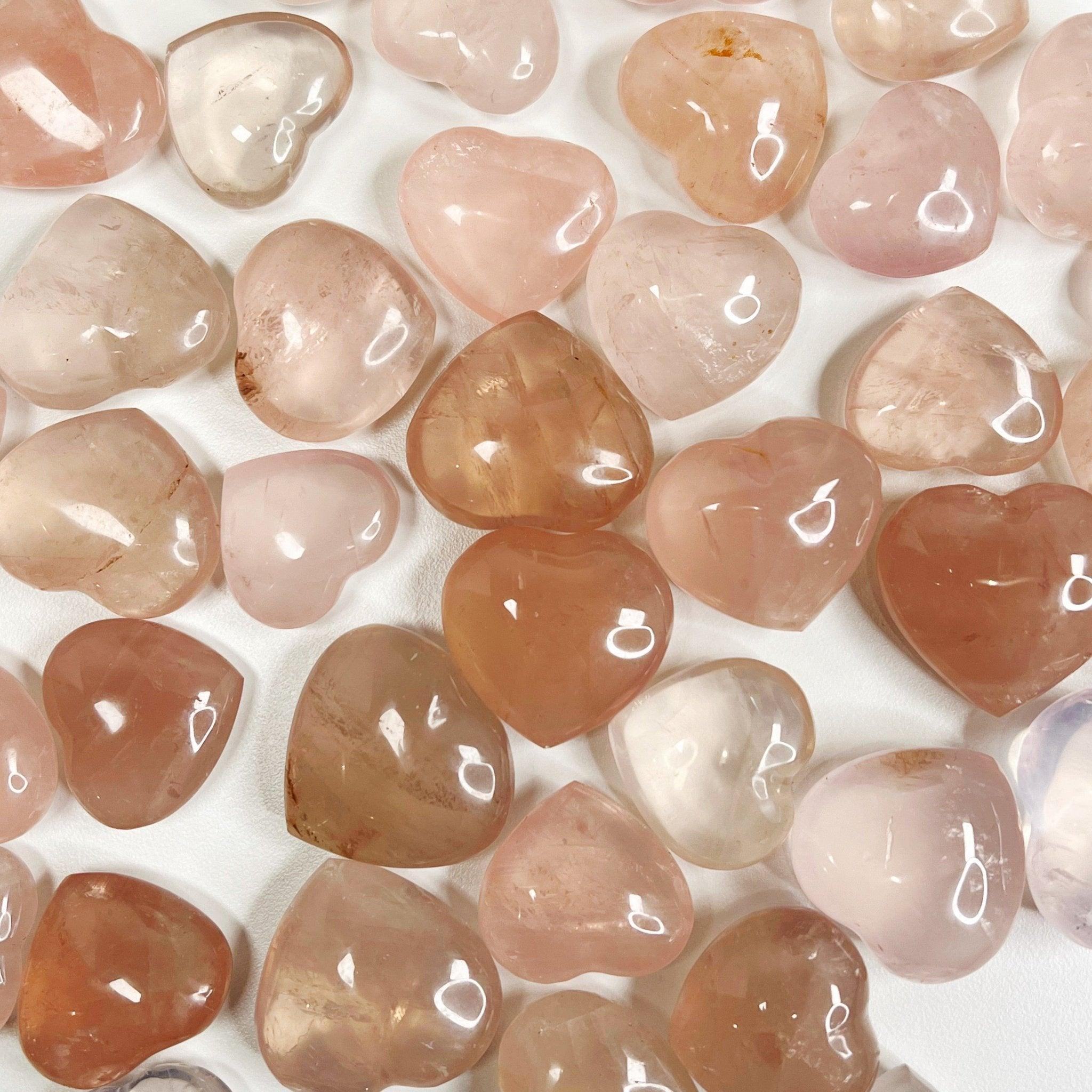 ROSE QUARTZ MINI HEART - 33 bday, 444 sale, Black Friday sale, bulk, crystals for beginners, emotional support, end of year sale, fertility, grief gift bundle, heart, holiday sale, love gift bundle, mini heart, new year sale, pocket crystal, pocket stone, quartz, rose quartz, spring equinox, spring things, tucson update, valentine's day - The Mineral Maven