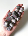 RUBY IN ALBITE TUMBLE - 33 bday, albite, Black Friday sale, bulk, end of year sale, holiday sale, pocket crystal, pocket crystals, pocket stone, ruby, ruby in albite, tumble, tumbled stone, tumbles, winter solstice - The Mineral Maven