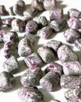 RUBY IN ALBITE TUMBLE - 33 bday, albite, Black Friday sale, bulk, end of year sale, holiday sale, pocket crystal, pocket crystals, pocket stone, ruby, ruby in albite, tumble, tumbled stone, tumbles, winter solstice - The Mineral Maven