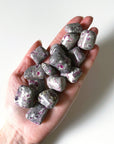 RUBY IN ALBITE TUMBLE - 33 bday, albite, bulk, end of year sale, holiday sale, pocket crystal, pocket crystals, pocket stone, recently added, ruby, ruby in albite, tumble, tumbled stone, tumbles - The Mineral Maven