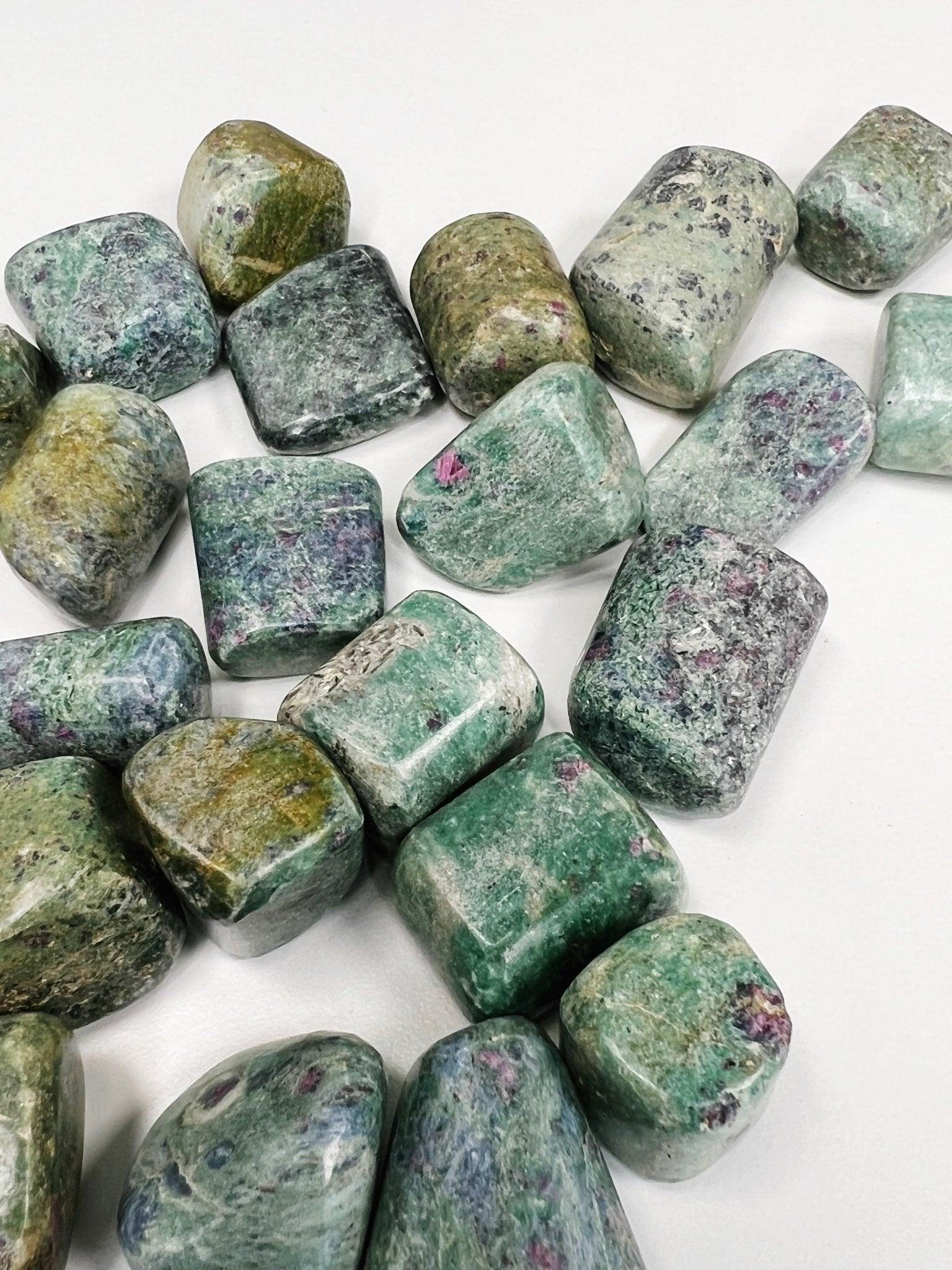RUBY IN FUCHSITE TUMBLE - 33 bday, end of year sale, fuchsite, holiday sale, joy gift bundle, love gift bundle, new year sale, pocket crystal, pocket crystals, pocket stone, ruby, ruby in fuchsite, tumble, tumbled stone, tumbles - The Mineral Maven