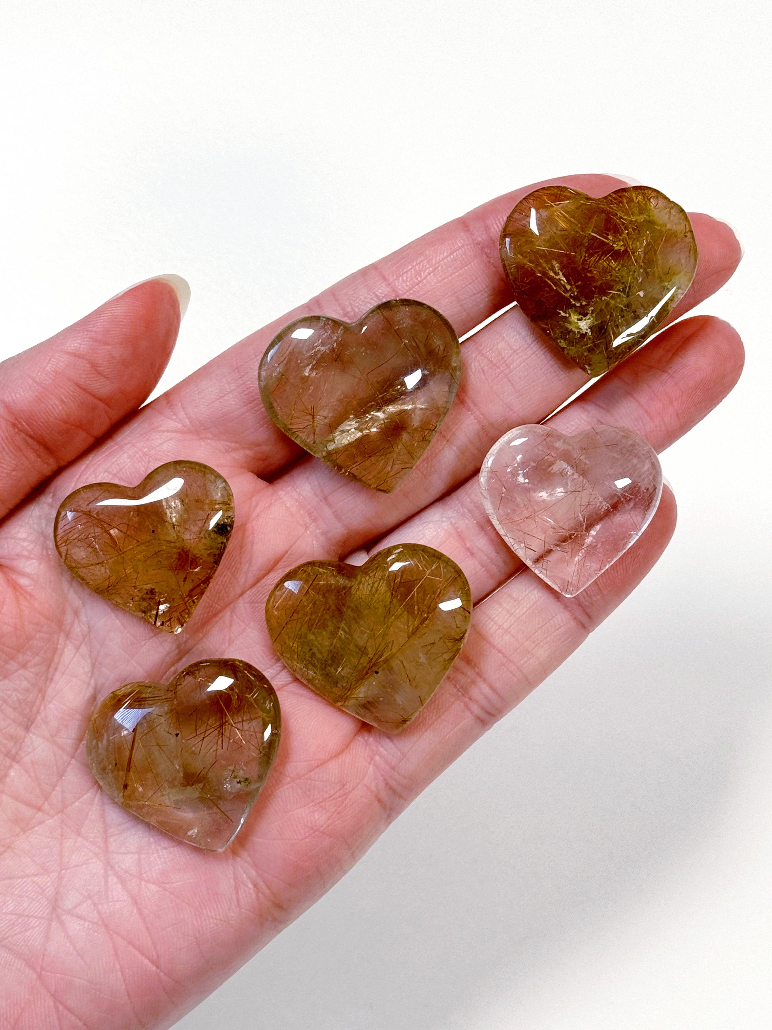 RUTILATED QUARTZ MINI HEART - Black Friday sale, heart, heart shape, mini heart, pocket crystal, pocket crystals, pocket stone, rutilated, rutilated quartz - The Mineral Maven