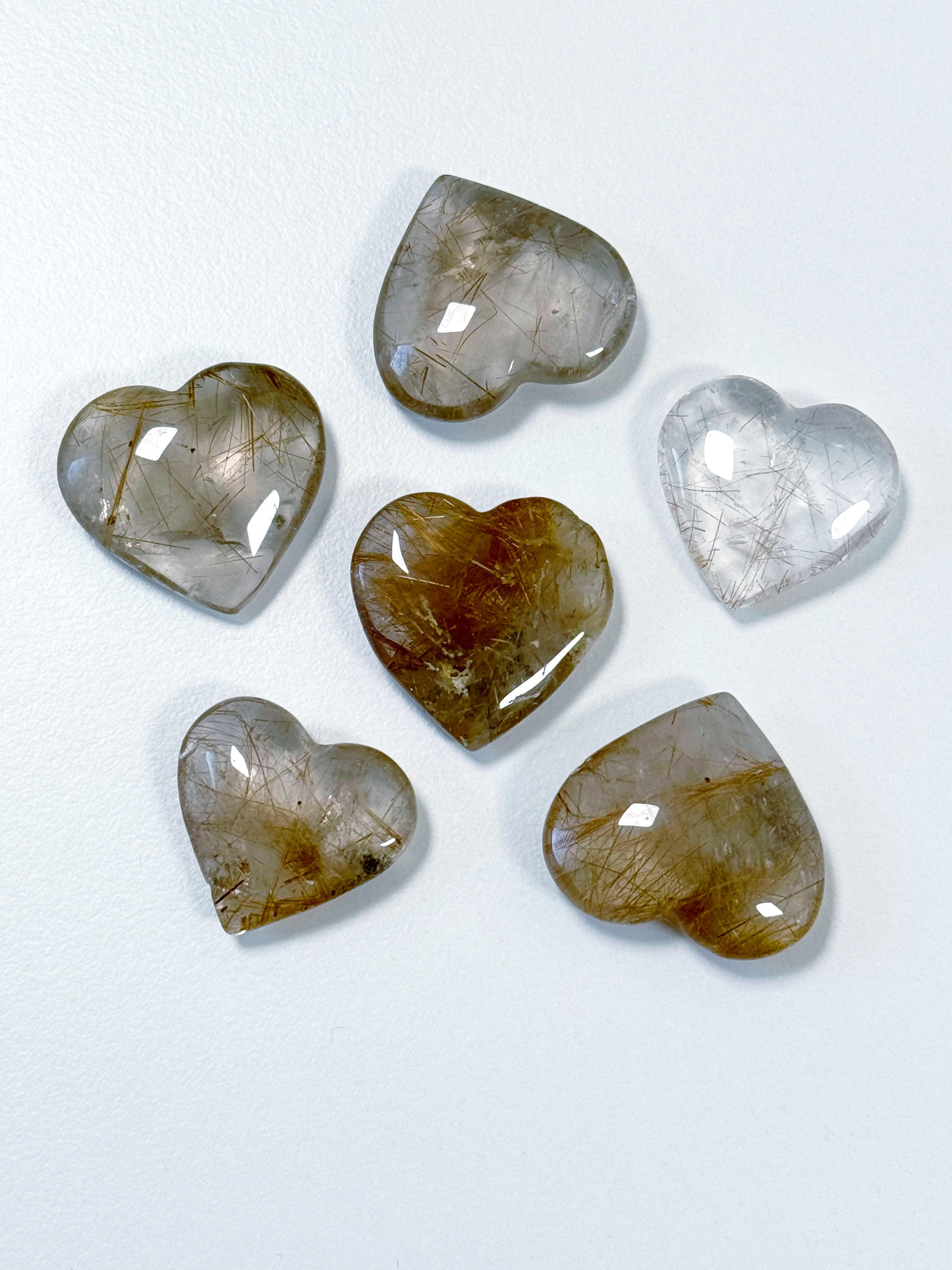 RUTILATED QUARTZ MINI HEART - Black Friday sale, heart, heart shape, mini heart, pocket crystal, pocket crystals, pocket stone, rutilated, rutilated quartz - The Mineral Maven