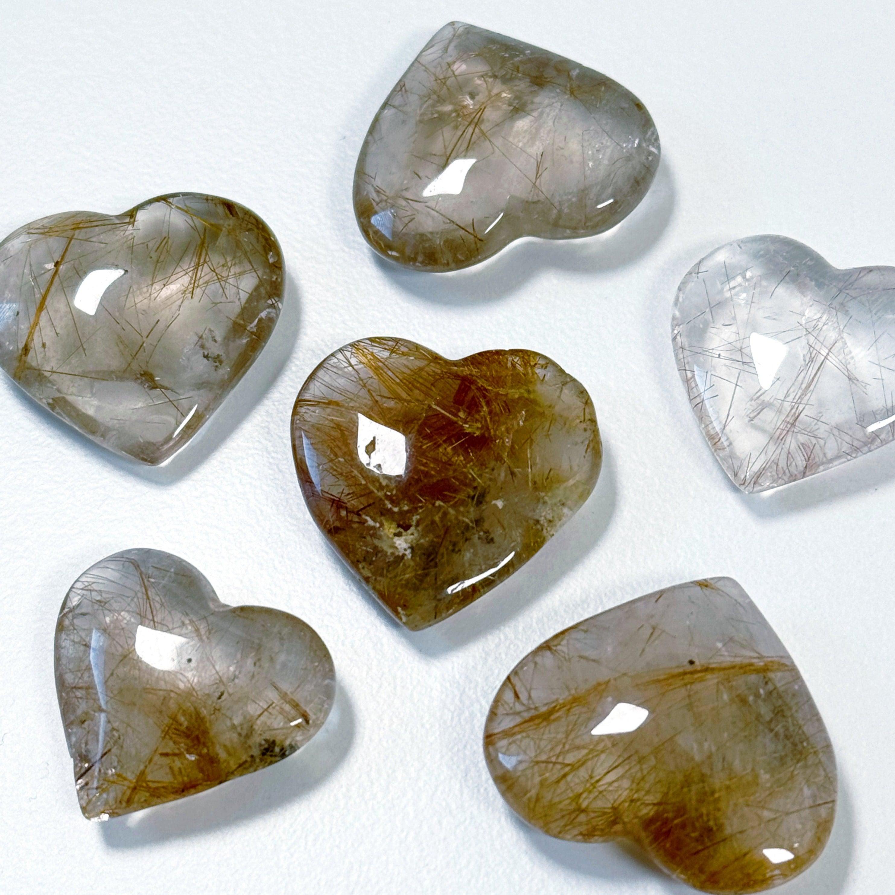 RUTILATED QUARTZ MINI HEART - Black Friday sale, heart, heart shape, mini heart, pocket crystal, pocket crystals, pocket stone, rutilated, rutilated quartz - The Mineral Maven