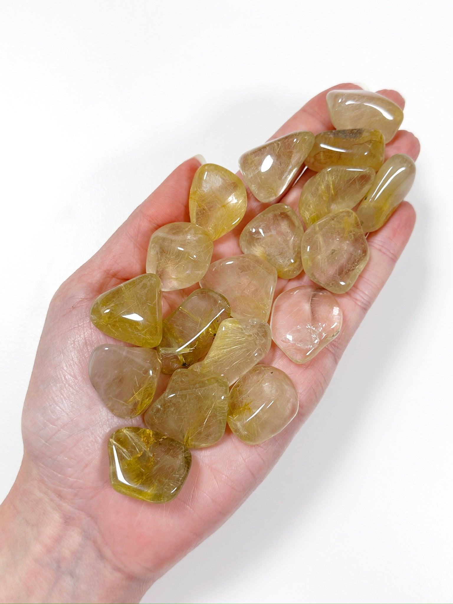 RUTILATED QUARTZ TUMBLE - 2025 vibes, 33 bday, Black Friday sale, emotional support, end of year sale, focus gift bundle, golden rutilated quartz, holiday sale, pocket crystal, pocket crystals, pocket stone, quartz, rutilated quartz, tumble, tumbled, tumbled stone, tumbles - The Mineral Maven