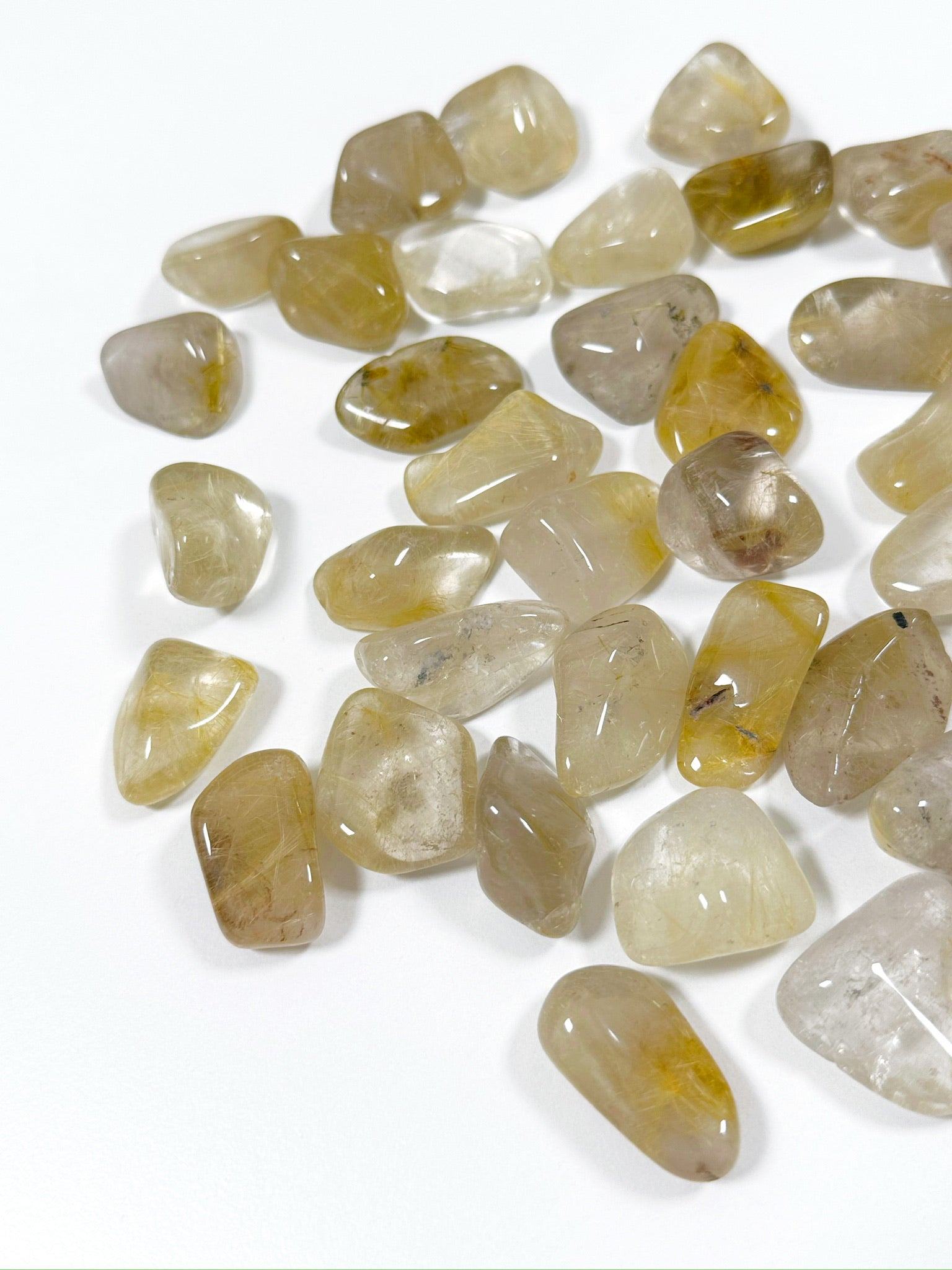 RUTILATED QUARTZ TUMBLE - 2025 vibes, 33 bday, Black Friday sale, emotional support, end of year sale, focus gift bundle, golden rutilated quartz, holiday sale, pocket crystal, pocket crystals, pocket stone, quartz, rutilated quartz, tumble, tumbled, tumbled stone, tumbles - The Mineral Maven
