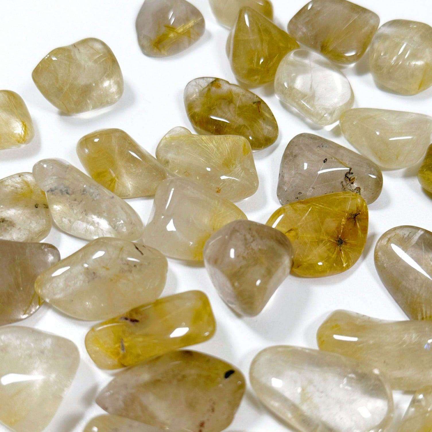 RUTILATED QUARTZ TUMBLE - 2025 vibes, 33 bday, Black Friday sale, emotional support, end of year sale, focus gift bundle, golden rutilated quartz, holiday sale, pocket crystal, pocket crystals, pocket stone, quartz, rutilated quartz, tumble, tumbled, tumbled stone, tumbles - The Mineral Maven