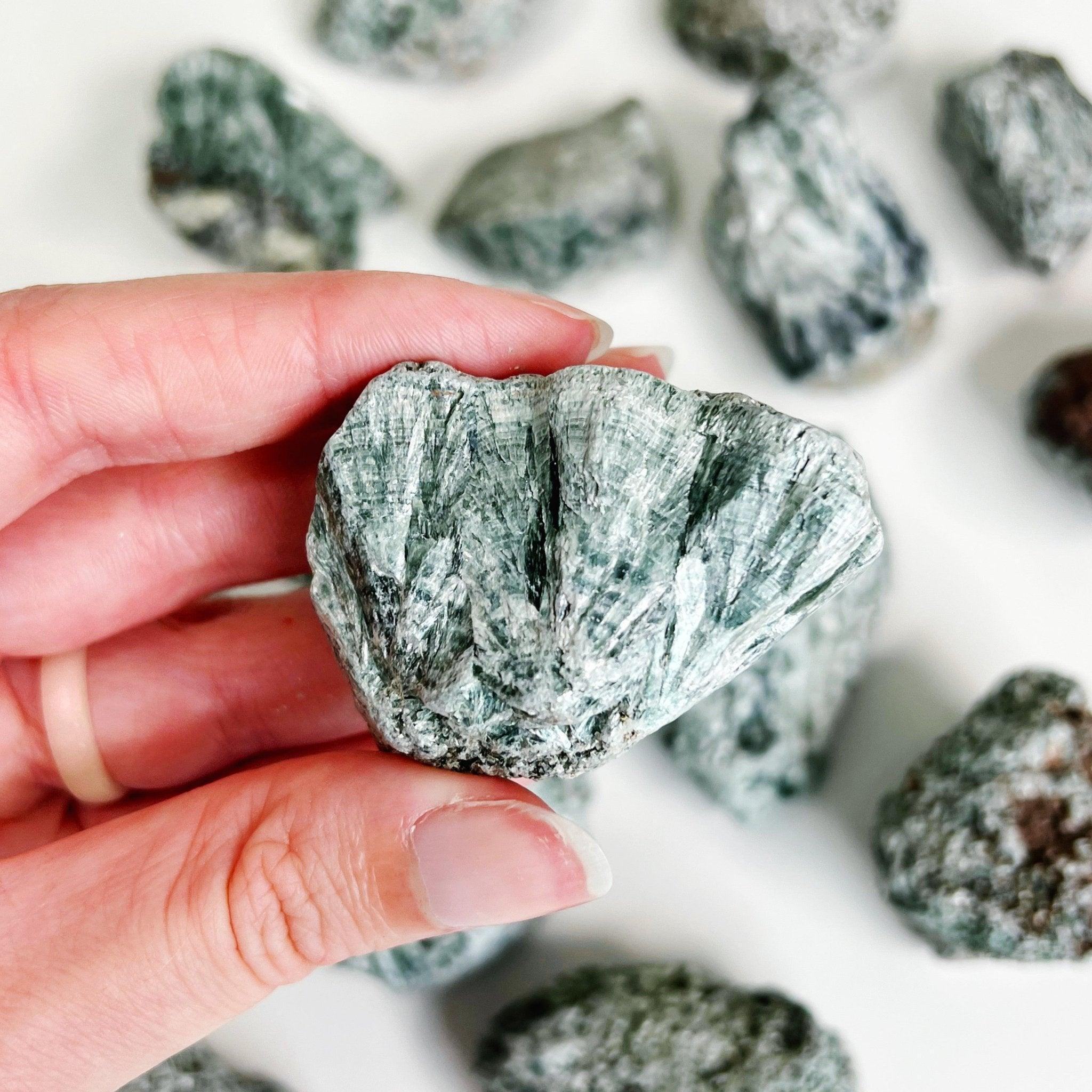 SERAPHINITE - RAW - 2025 vibes, 33 bday, 444 sale, Black Friday sale, holiday sale, new beginnings, new beginnings gift bundle, new year sale, raw crystal, raw stone, rough crystal, Rough Stone, seraphinite - The Mineral Maven
