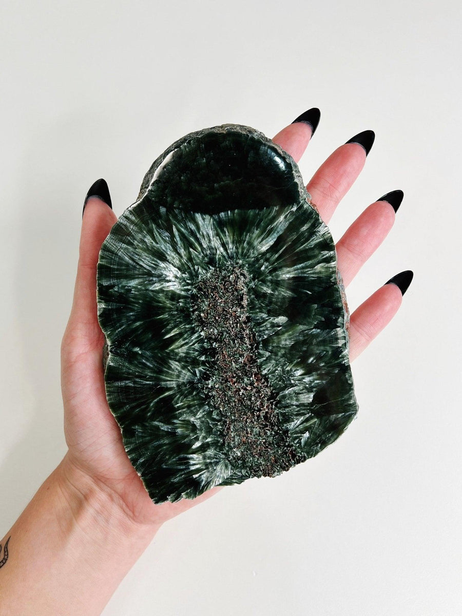 SERAPHINITE SLAB 1 - 444 sale, new year sale, one of a kind, OOAK, polished, seraphinite, slab - The Mineral Maven