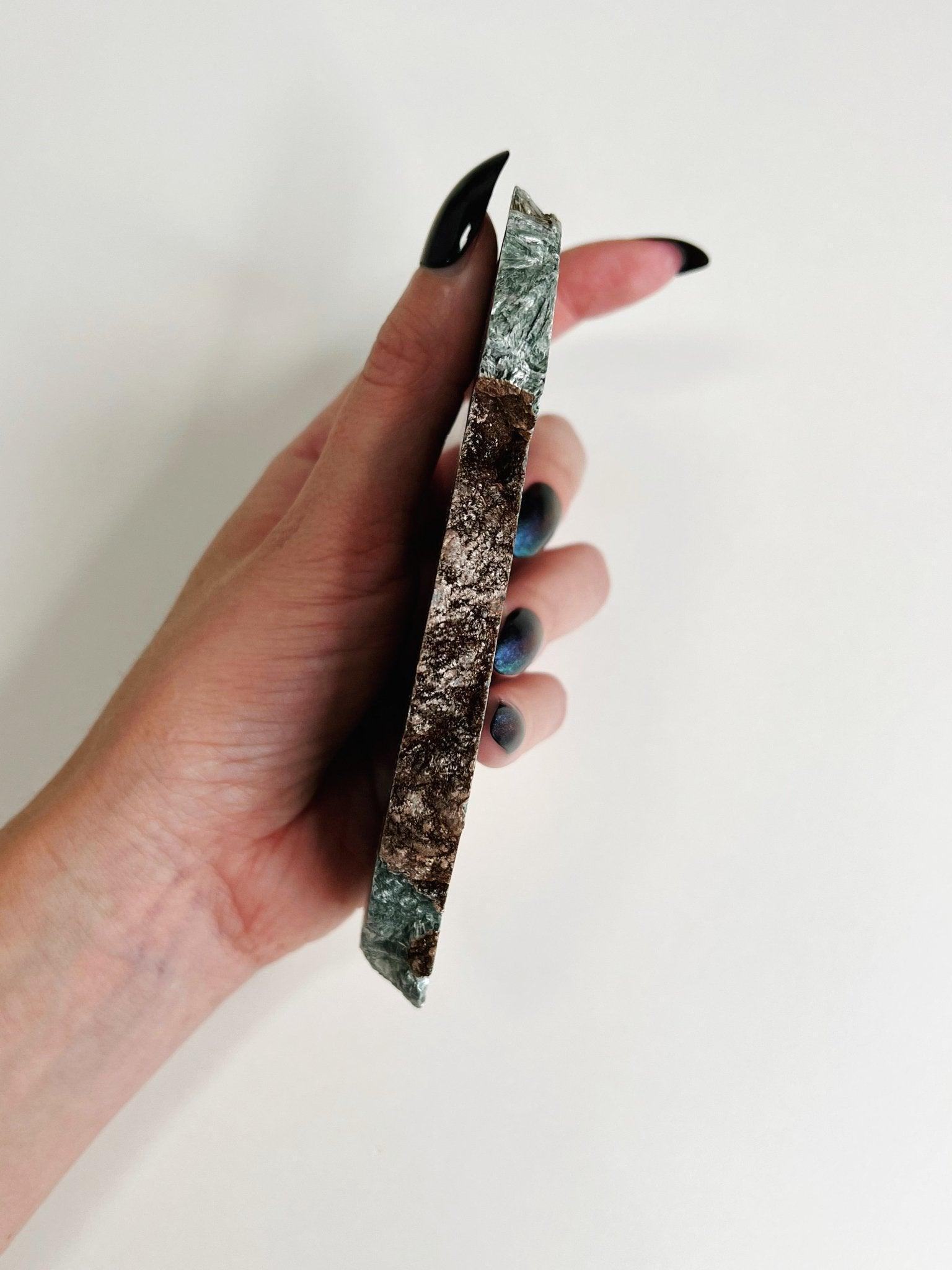 SERAPHINITE SLAB 2 - 2025 vibes, 33 bday, 444 sale, Black Friday sale, holiday sale, new beginnings, new year sale, one of a kind, OOAK, polished, seraphinite, slab - The Mineral Maven
