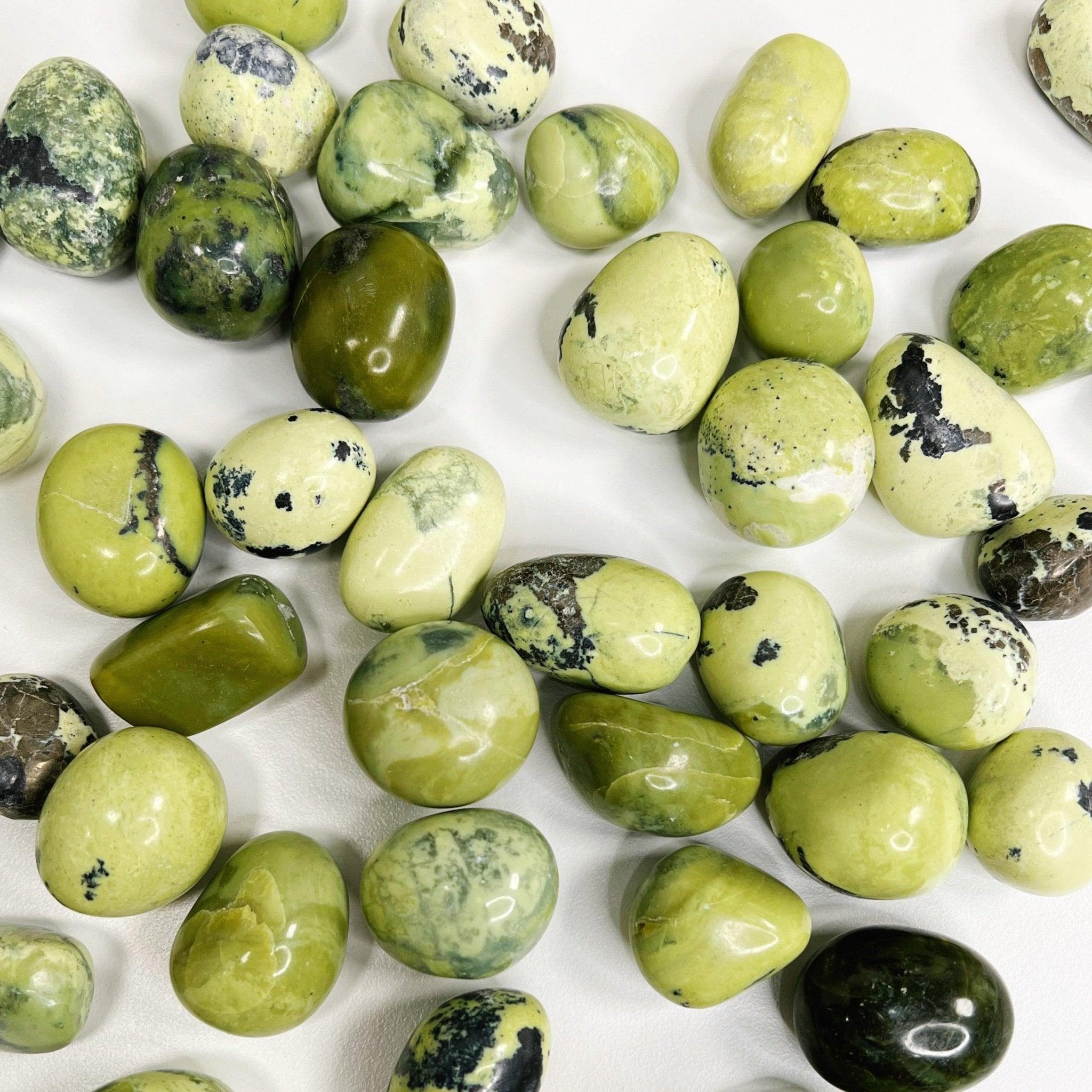 SERPENTINE WITH PYRITE TUMBLE - 33 bday, abundance gift bundle, Black Friday sale, end of year sale, focus gift bundle, good luck + abundance, holiday sale, new year sale, pocket crystal, pocket stone, pyrite, serpentine, spring equinox, tumble - The Mineral Maven