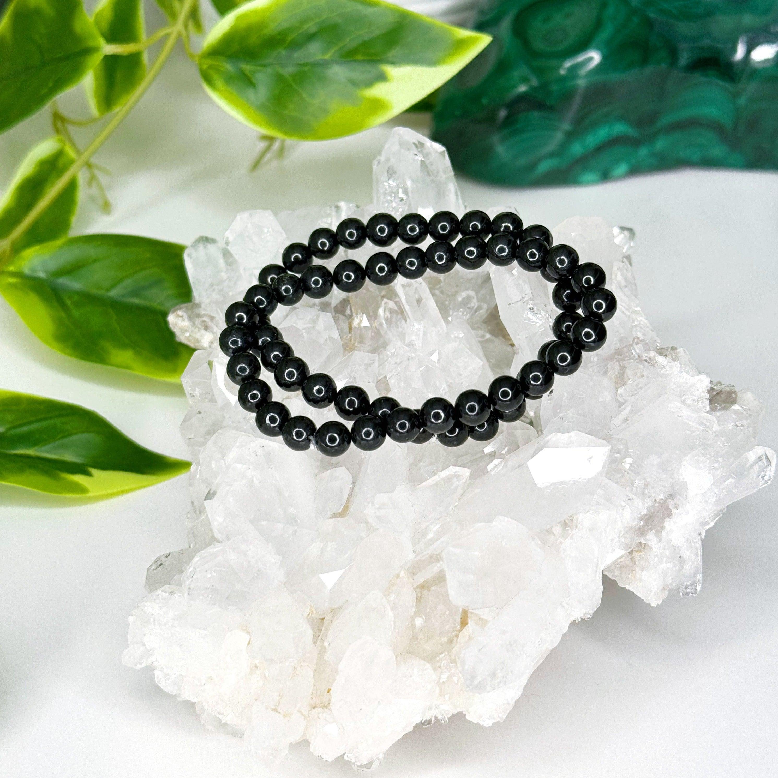 SHUNGITE 6mm - HANDMADE CRYSTAL BRACELET - 10 Dec Inventory, 6mm, black, bracelet, bracelet inventory check, crystal bracelet, Friday the 13th, handmade bracelet, jewelry, June 2025 inventory check, leo, market bracelet, shungite, Wearable - The Mineral Maven