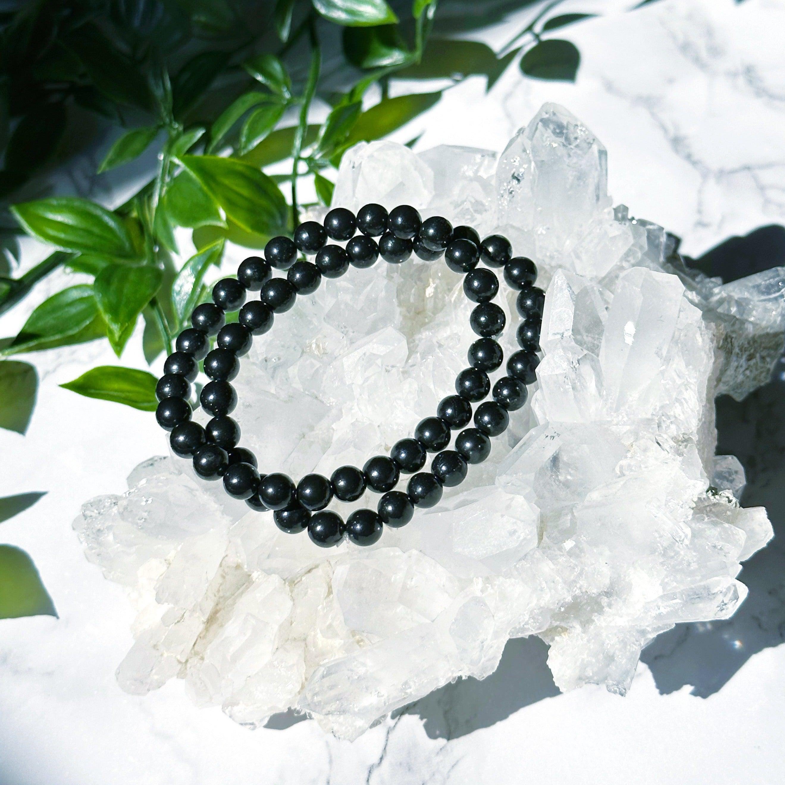 SHUNGITE 6mm - HANDMADE CRYSTAL BRACELET - 10 Dec Inventory, 6mm, black, bracelet, bracelet inventory check, crystal bracelet, Friday the 13th, handmade bracelet, jewelry, June 2025 inventory check, leo, market bracelet, shungite, Wearable - The Mineral Maven