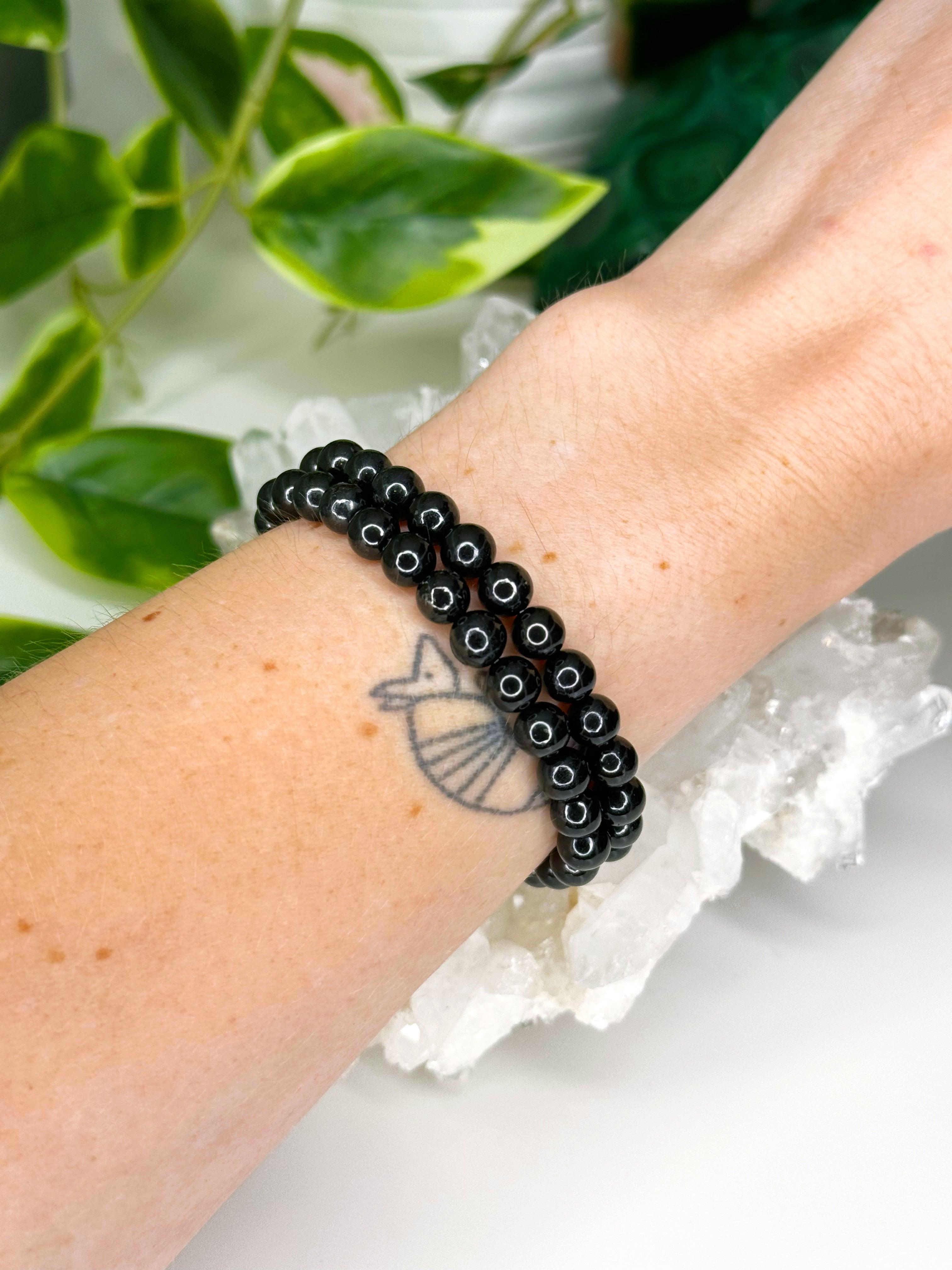 SHUNGITE 6mm - HANDMADE CRYSTAL BRACELET - 10 Dec Inventory, 6mm, black, bracelet, bracelet inventory check, crystal bracelet, Friday the 13th, handmade bracelet, jewelry, June 2025 inventory check, leo, market bracelet, shungite, Wearable - The Mineral Maven