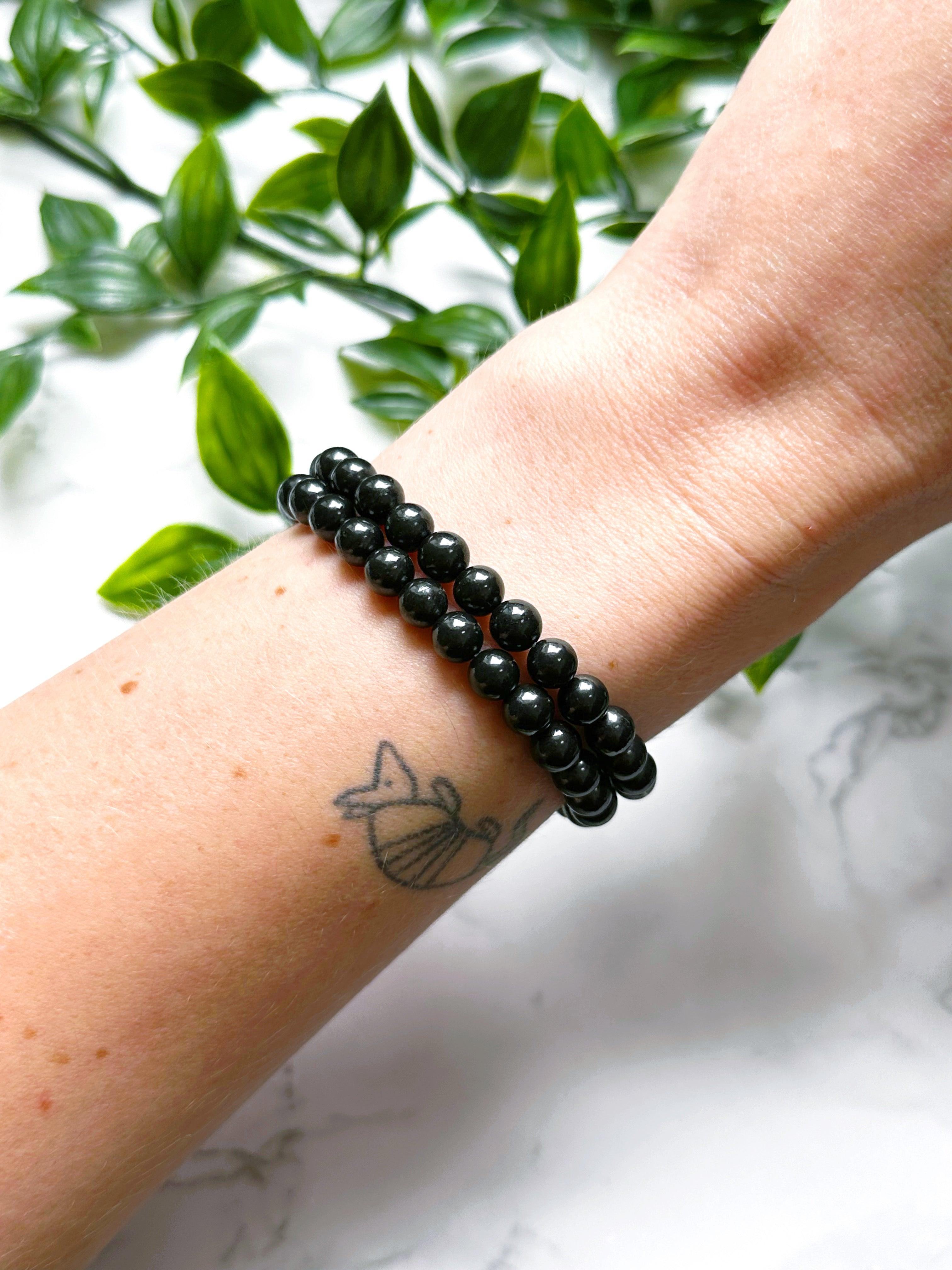 SHUNGITE 6mm - HANDMADE CRYSTAL BRACELET - 10 Dec Inventory, 6mm, black, bracelet, bracelet inventory check, crystal bracelet, Friday the 13th, handmade bracelet, jewelry, June 2025 inventory check, leo, market bracelet, shungite, Wearable - The Mineral Maven