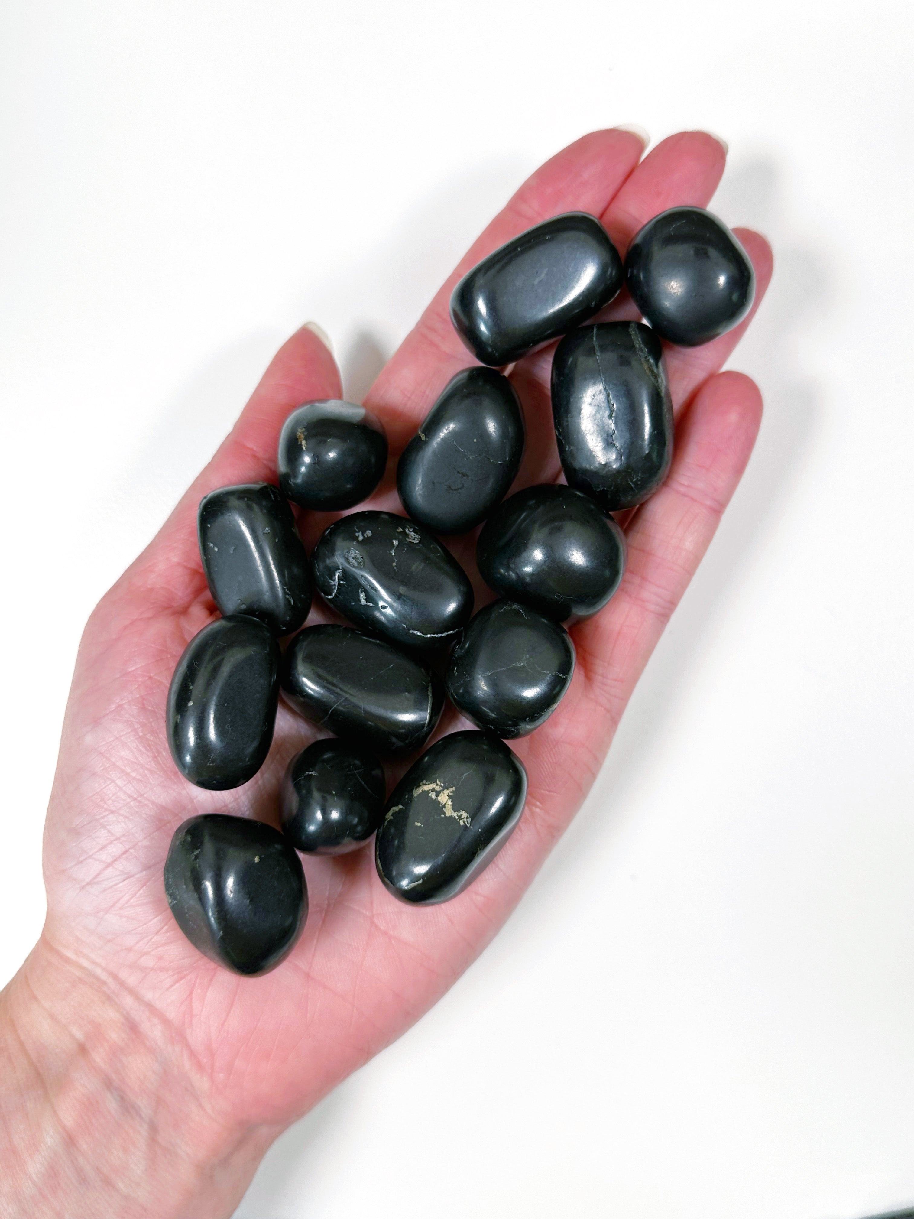 SHUNGITE CHONK - 33 bday, Black Friday sale, chonk, end of year sale, holiday sale, pocket crystal, pocket stone, protection gift bundle, shungite, tumble, tumbled, tumbled stone - The Mineral Maven