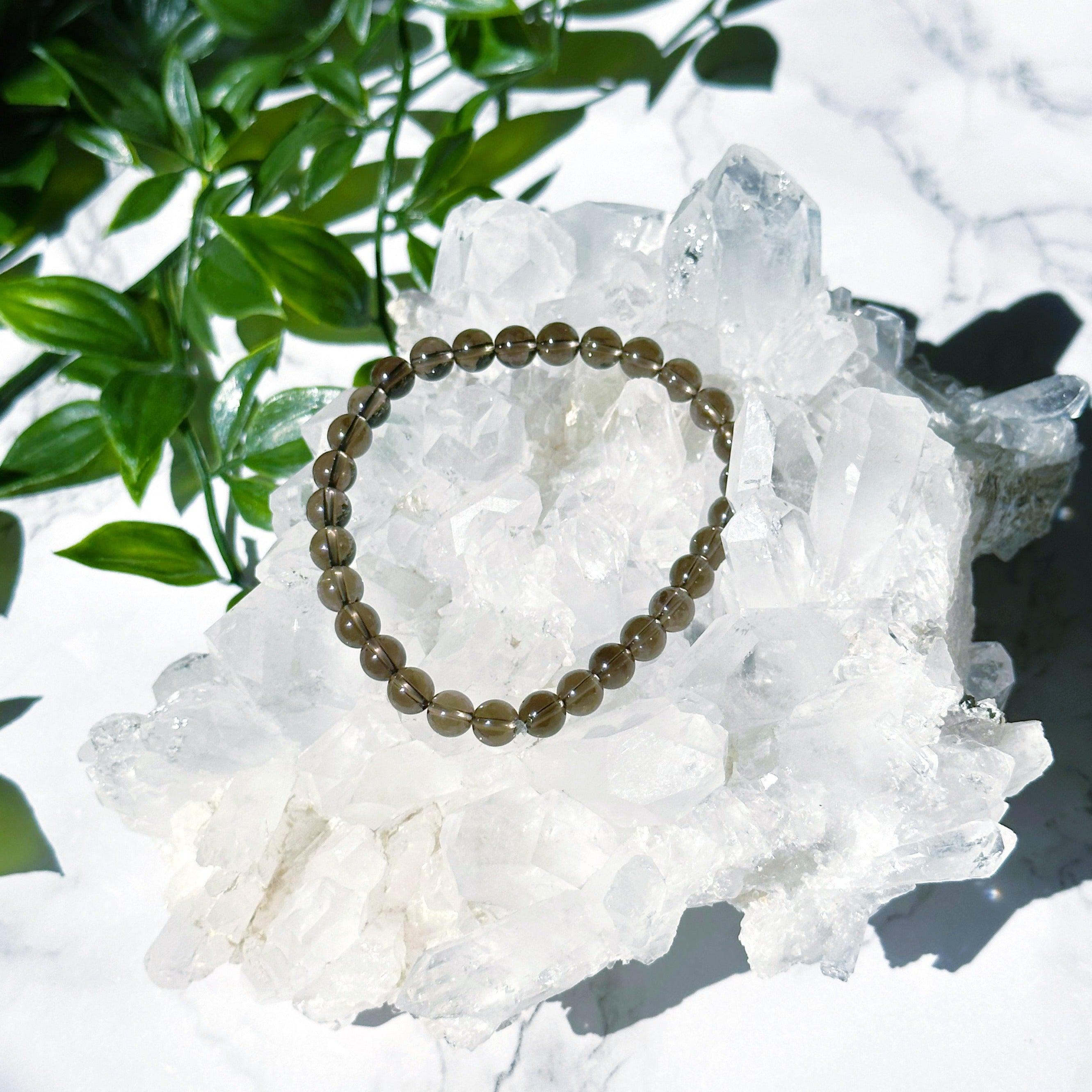SMOKY QUARTZ 6mm - HANDMADE CRYSTAL BRACELET - 6mm, bracelet, brown, capricorn, crystal bracelet, crystals for beginners, earth, handmade bracelet, jewelry, June 2025 inventory check, market bracelet, mercury retrograde, mercury rx, scorpio, smoky quartz, virgo, Wearable - The Mineral Maven