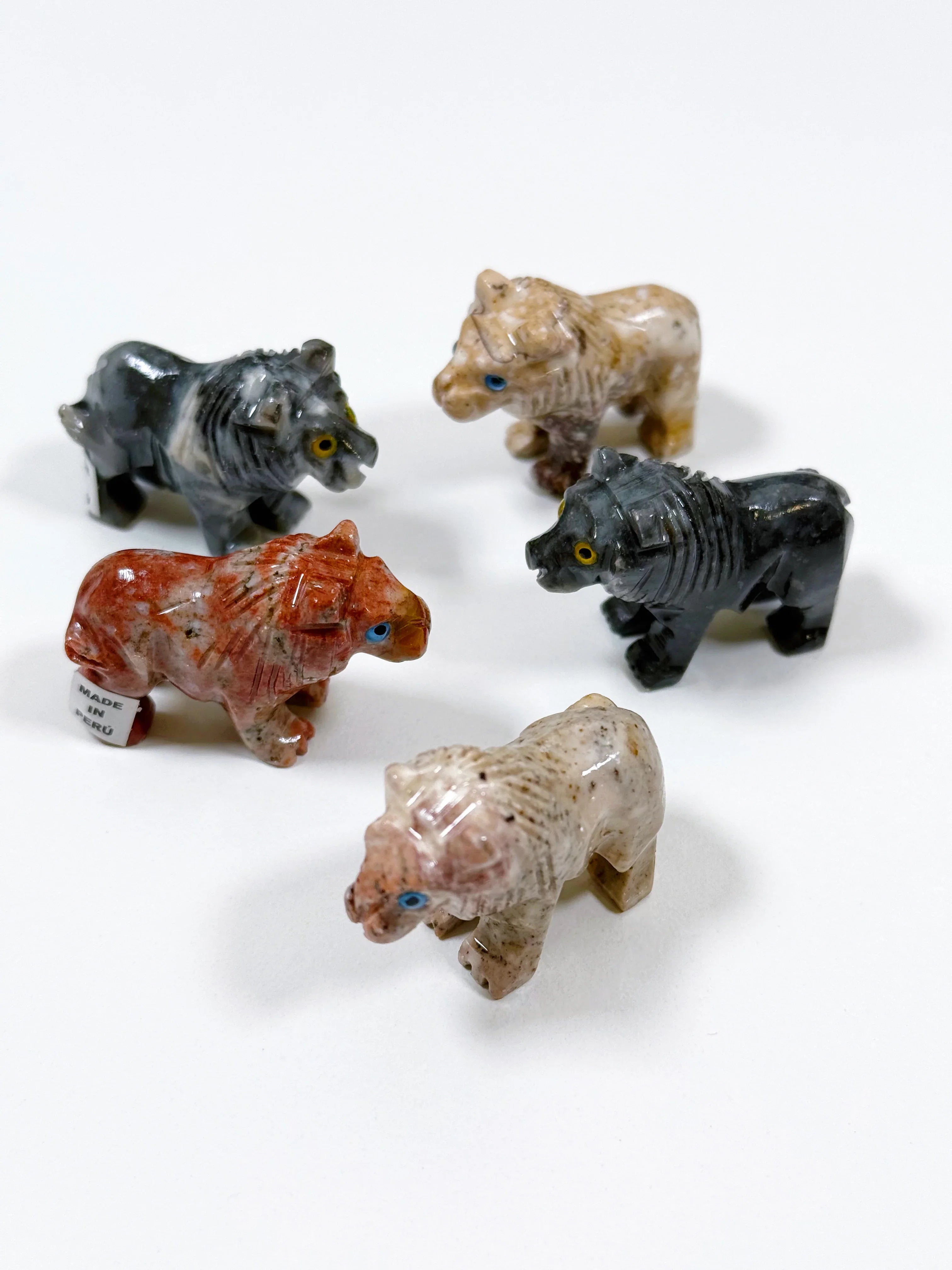 SOAPSTONE CRITTERS (SMALL) - alligator, bear, bird, camel, cat, cobra, coyote, critter, crystal critter, dog, elephant, frog, frog on leaf, hog, horned lizard, horny toad, horse, iguana, lion, new critter drop, pelican, pig, roadrunner, snail, snake, soapstone, tortoise, turtle - The Mineral Maven