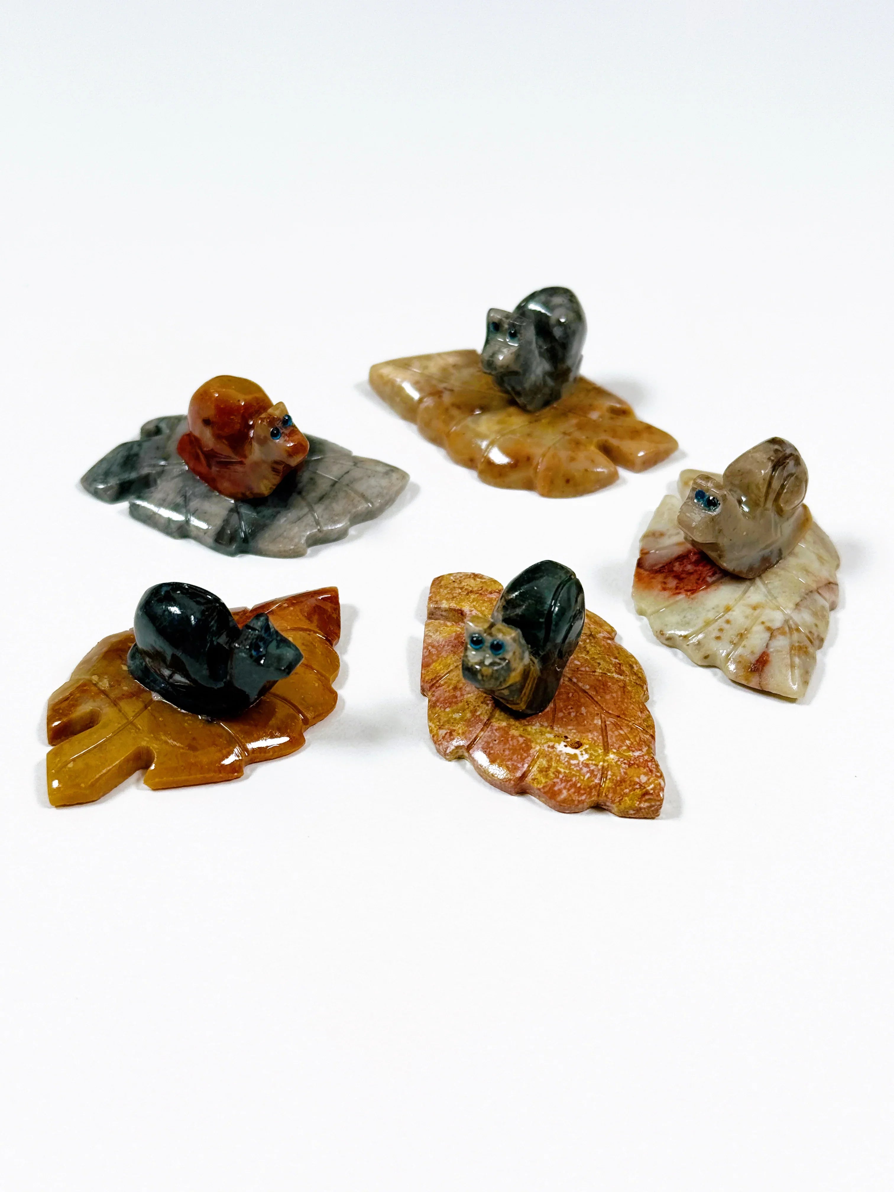 SOAPSTONE CRITTERS (SMALL) - alligator, bear, bird, camel, cat, cobra, coyote, critter, crystal critter, dog, elephant, frog, frog on leaf, hog, horned lizard, horny toad, horse, iguana, lion, new critter drop, pelican, pig, roadrunner, snail, snake, soapstone, tortoise, turtle - The Mineral Maven