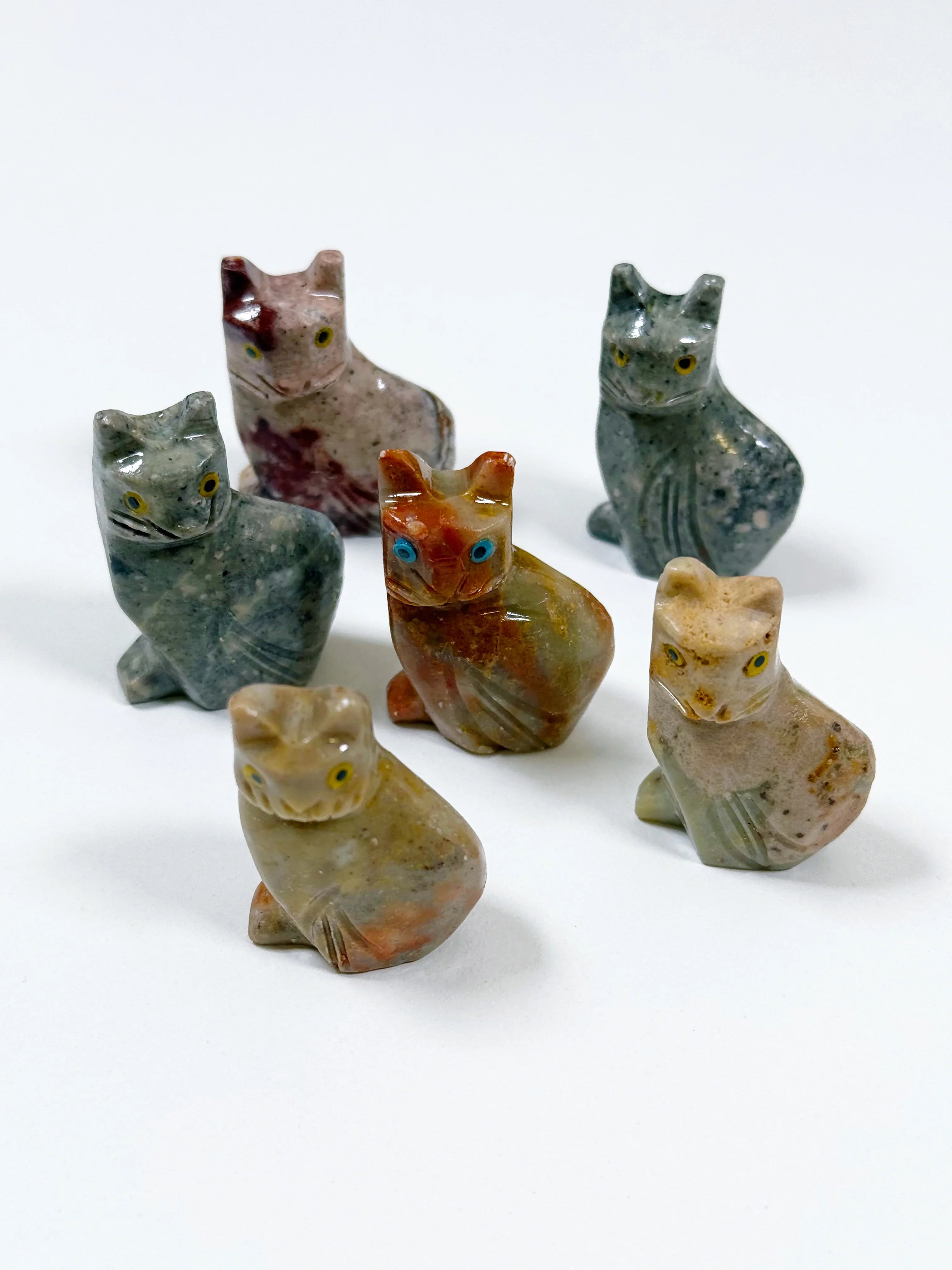 SOAPSTONE CRITTERS (SMALL) - alligator, bear, bird, camel, cat, cobra, coyote, critter, crystal critter, dog, elephant, frog, frog on leaf, hog, horned lizard, horny toad, horse, iguana, lion, new critter drop, pelican, pig, roadrunner, snail, snake, soapstone, tortoise, turtle - The Mineral Maven