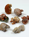 SOAPSTONE CRITTERS (SMALL) - alligator, bear, bird, camel, cat, cobra, coyote, critter, crystal critter, dog, elephant, frog, frog on leaf, hog, horned lizard, horny toad, horse, iguana, lion, new critter drop, pelican, pig, roadrunner, snail, snake, soapstone, tortoise, turtle - The Mineral Maven