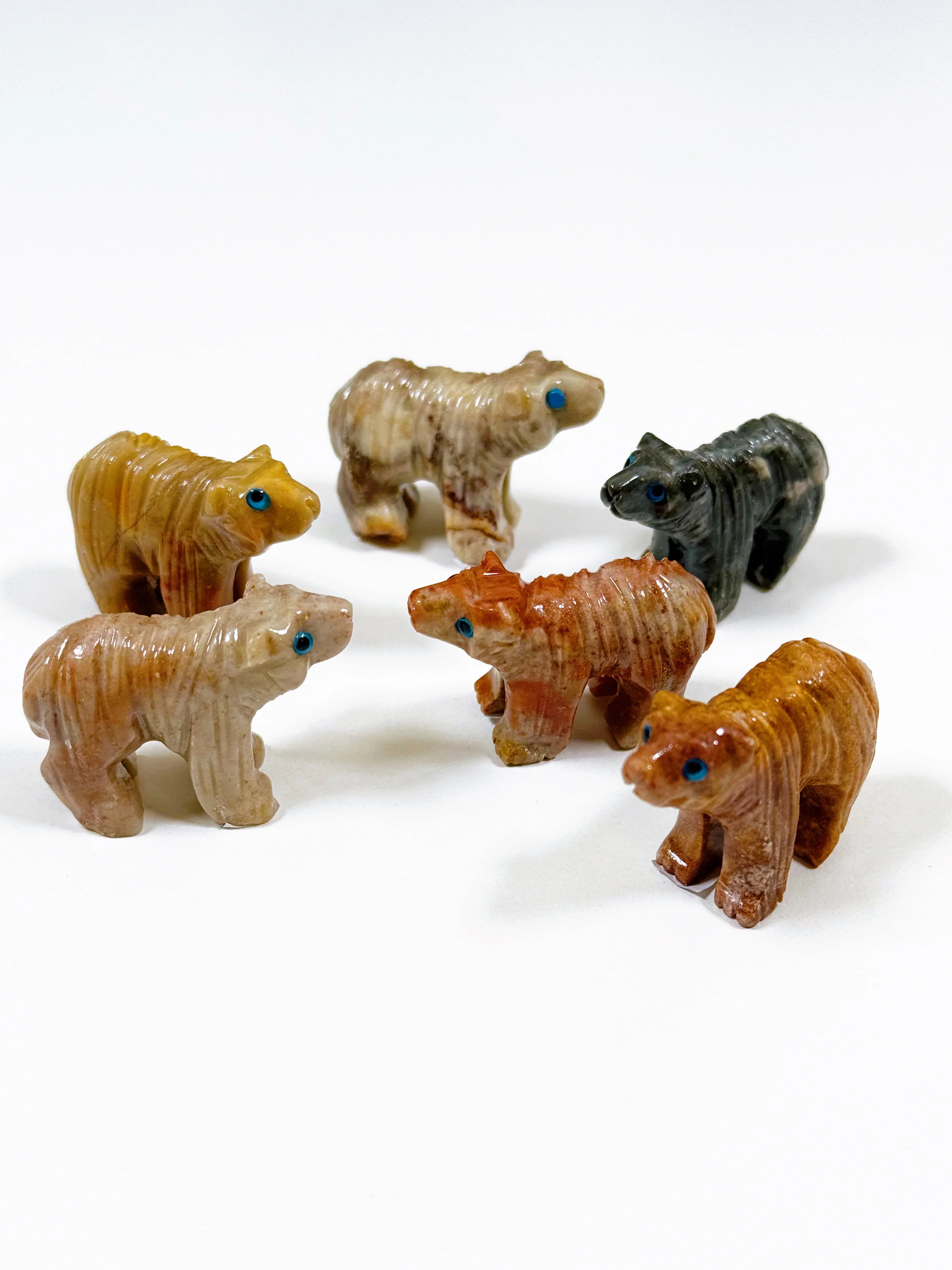 SOAPSTONE CRITTERS (SMALL) - alligator, bear, bird, camel, cat, cobra, coyote, critter, crystal critter, dog, elephant, frog, frog on leaf, hog, horned lizard, horny toad, horse, iguana, lion, new critter drop, pelican, pig, roadrunner, snail, snake, soapstone, tortoise, turtle - The Mineral Maven