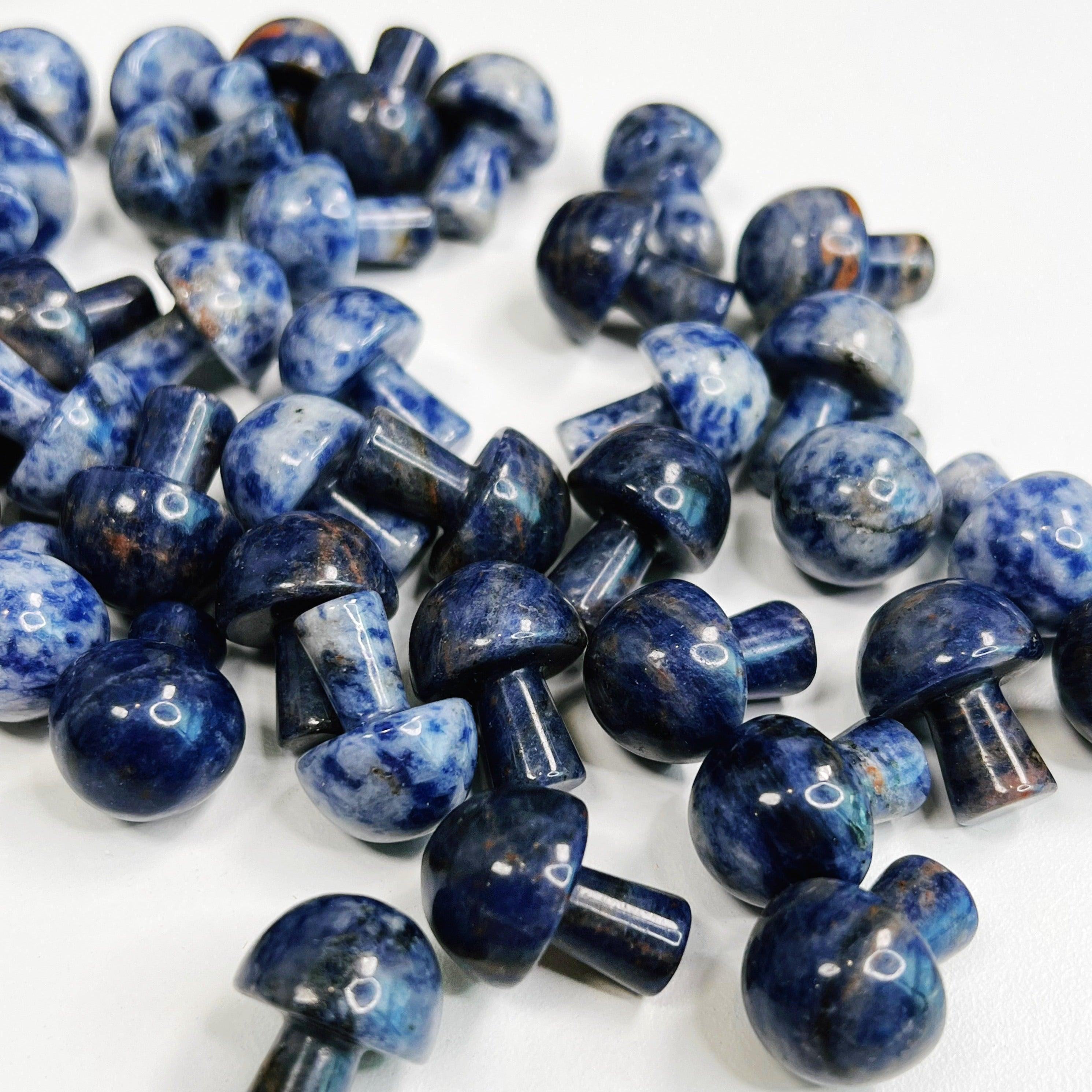 SODALITE MINI MUSHROOM - 33 bday, Black Friday sale, calm gift bundle, career, crystal mushroom, crystals for beginners, emotional support, end of year sale, holiday sale, mini mushroom, mushroom, new year sale, pocket crystal, pocket crystals, pocket stone, sodalite, winter solstice - The Mineral Maven
