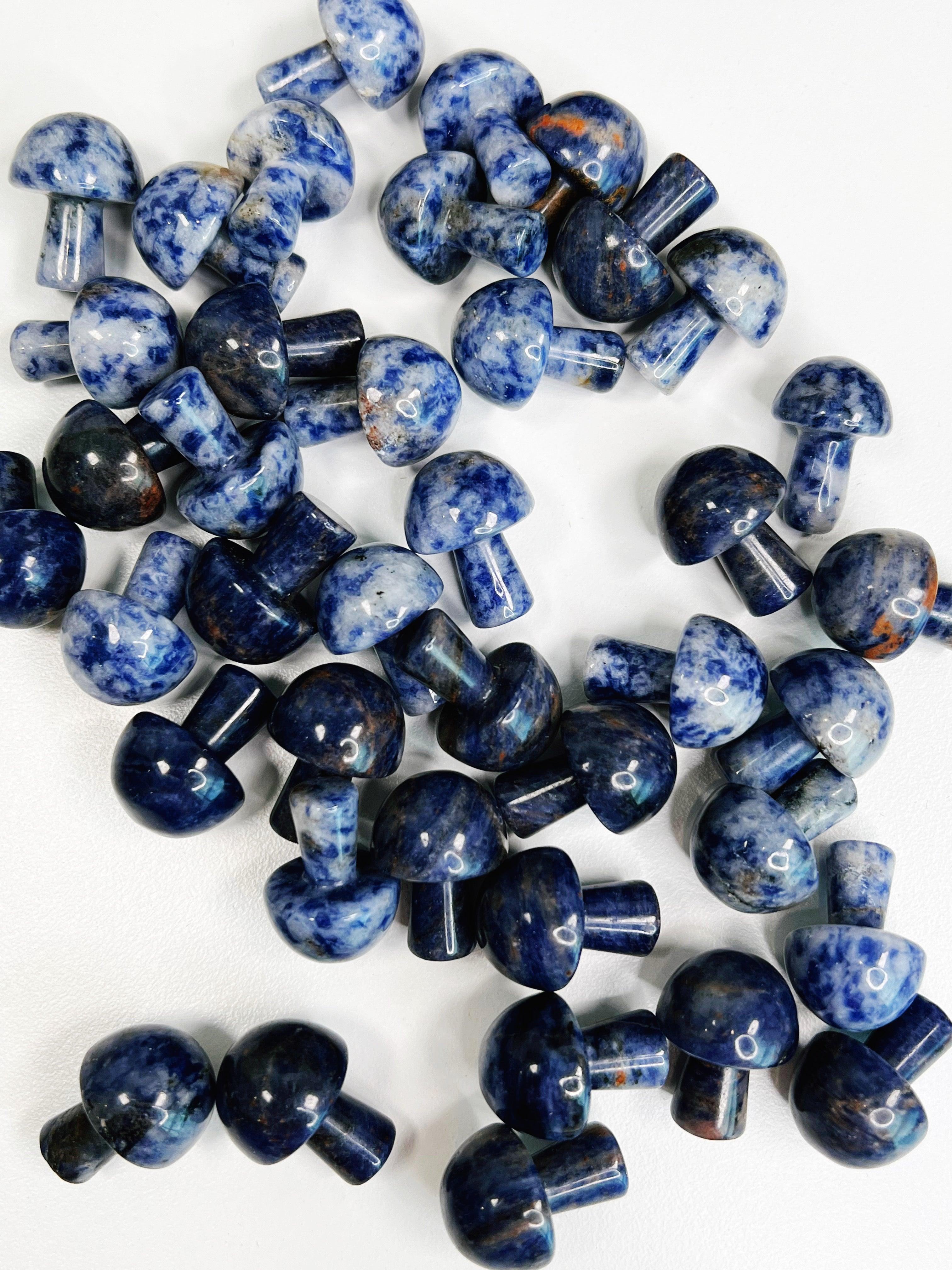 SODALITE MINI MUSHROOM - 33 bday, Black Friday sale, calm gift bundle, career, crystal mushroom, crystals for beginners, emotional support, end of year sale, holiday sale, mini mushroom, mushroom, new year sale, pocket crystal, pocket crystals, pocket stone, sodalite, winter solstice - The Mineral Maven