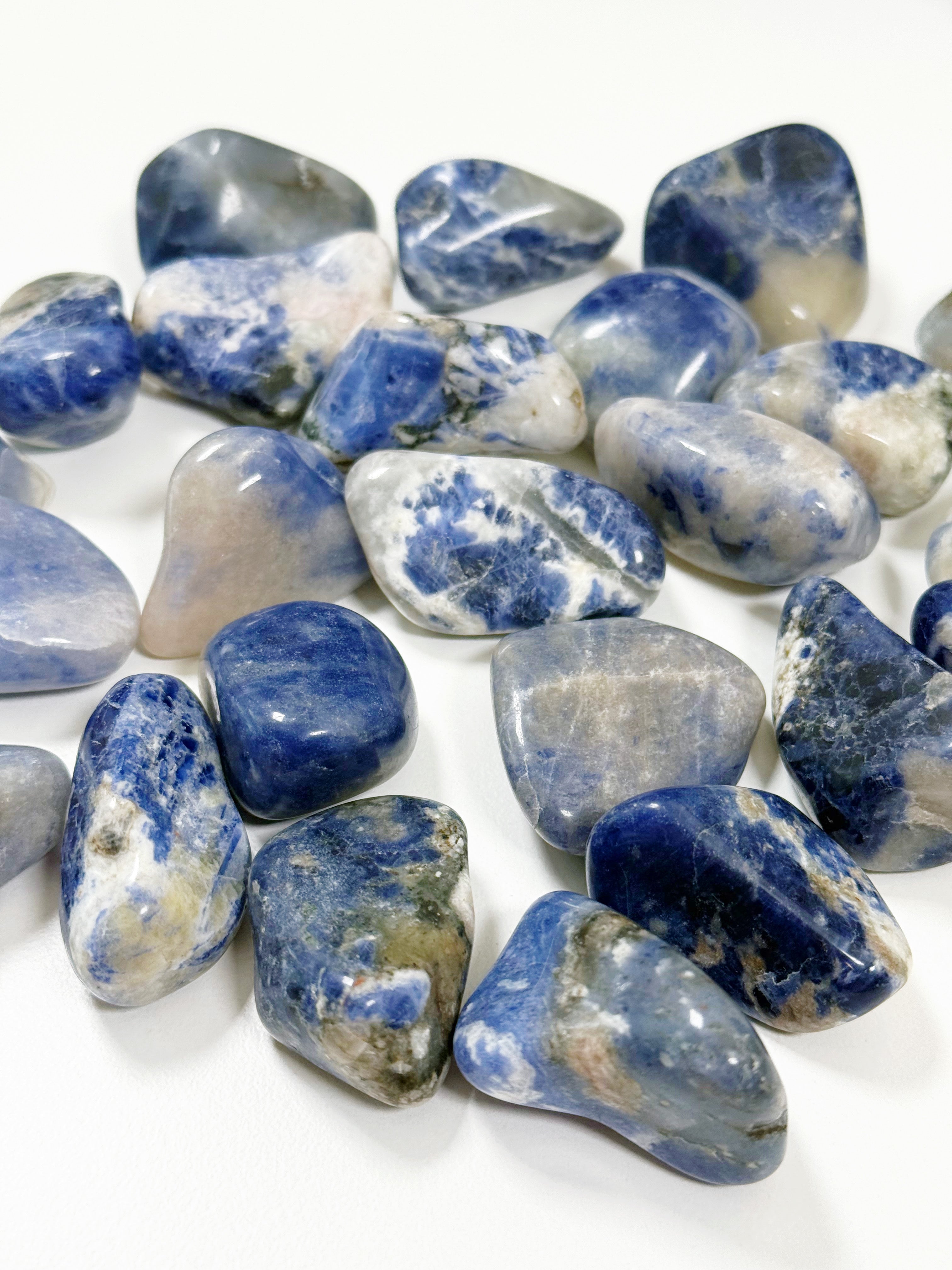 SODALITE TUMBLE - pocket crystal, pocket stone, sodalite, summerween collection, tumble - The Mineral Maven