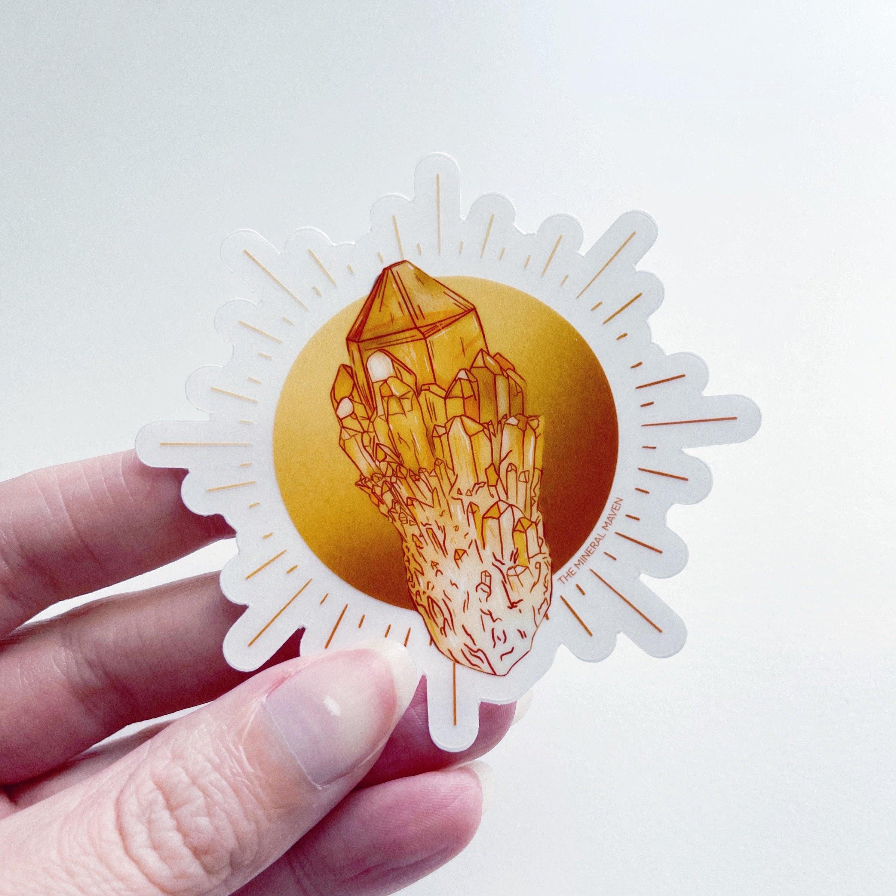 SUMMER SOLSTICE CITRINE STICKER - 33 bday, 444 sale, birthday, holiday sale, leo season, new year sale, sticker, summer solstice - The Mineral Maven