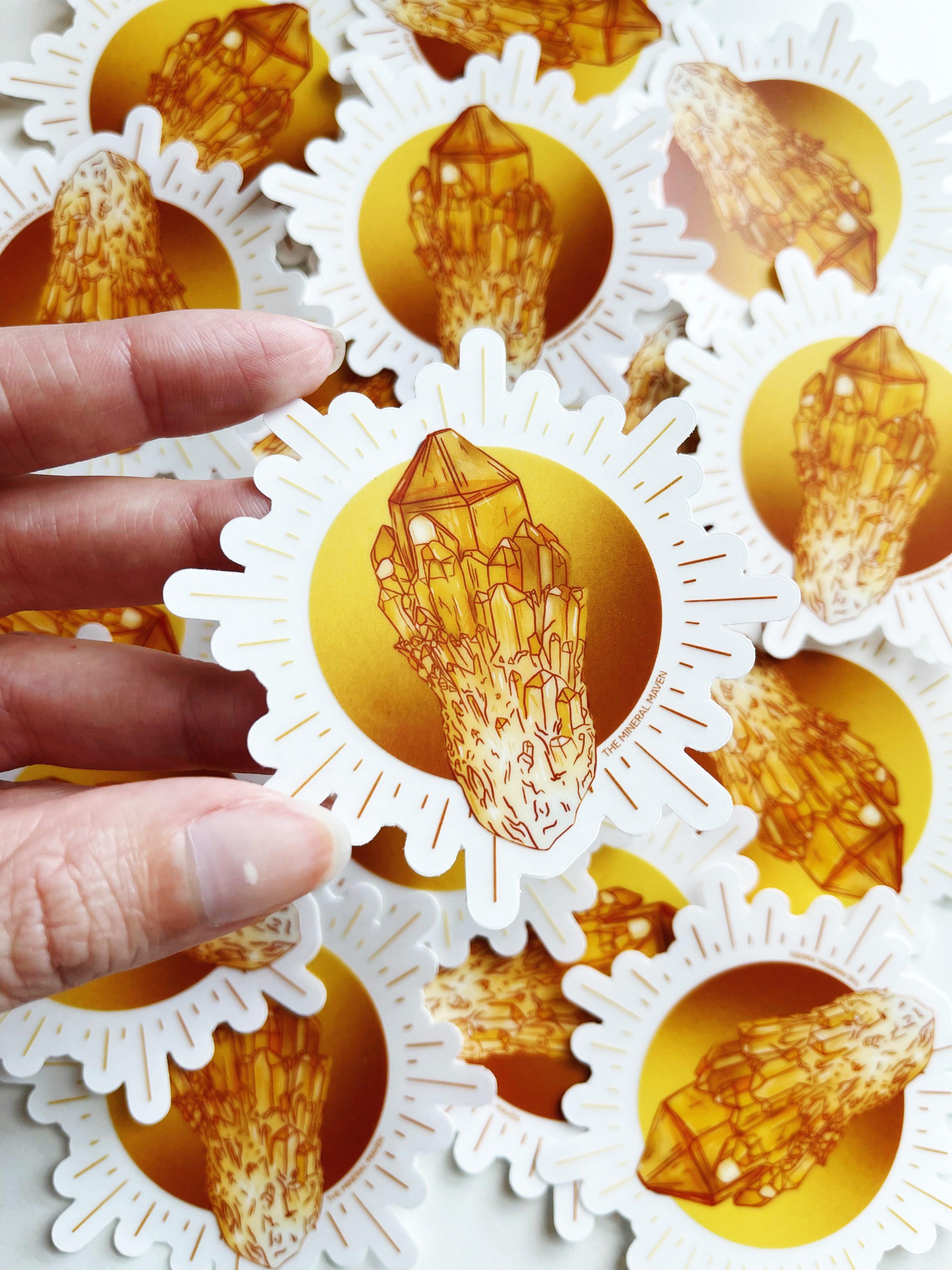 SUMMER SOLSTICE CITRINE STICKER - 33 bday, 444 sale, birthday, holiday sale, leo season, new year sale, sticker, summer solstice - The Mineral Maven