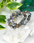 SUNSTONE MOONSTONE (SILVER FLASH) 10mm - HANDMADE CRYSTAL BRACELET - 10 Dec Inventory, 10mm, abundance gift bundle, bracelet, bracelet inventory check, career, crystal bracelet, fertility, fire, Friday the 13th, grey, handmade bracelet, jewelry, joy gift bundle, June 2025 inventory check, Leo, libra, market bracelet, moonstone, new beginnings, new beginnings gift bundle, orange, solar eclipse, sunstone, Wearable - The Mineral Maven