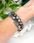 SUNSTONE MOONSTONE (SILVER FLASH) 10mm - HANDMADE CRYSTAL BRACELET - 10 Dec Inventory, 10mm, abundance gift bundle, bracelet, bracelet inventory check, career, crystal bracelet, fertility, fire, Friday the 13th, grey, handmade bracelet, jewelry, joy gift bundle, June 2025 inventory check, Leo, libra, market bracelet, moonstone, new beginnings, new beginnings gift bundle, orange, solar eclipse, sunstone, Wearable - The Mineral Maven