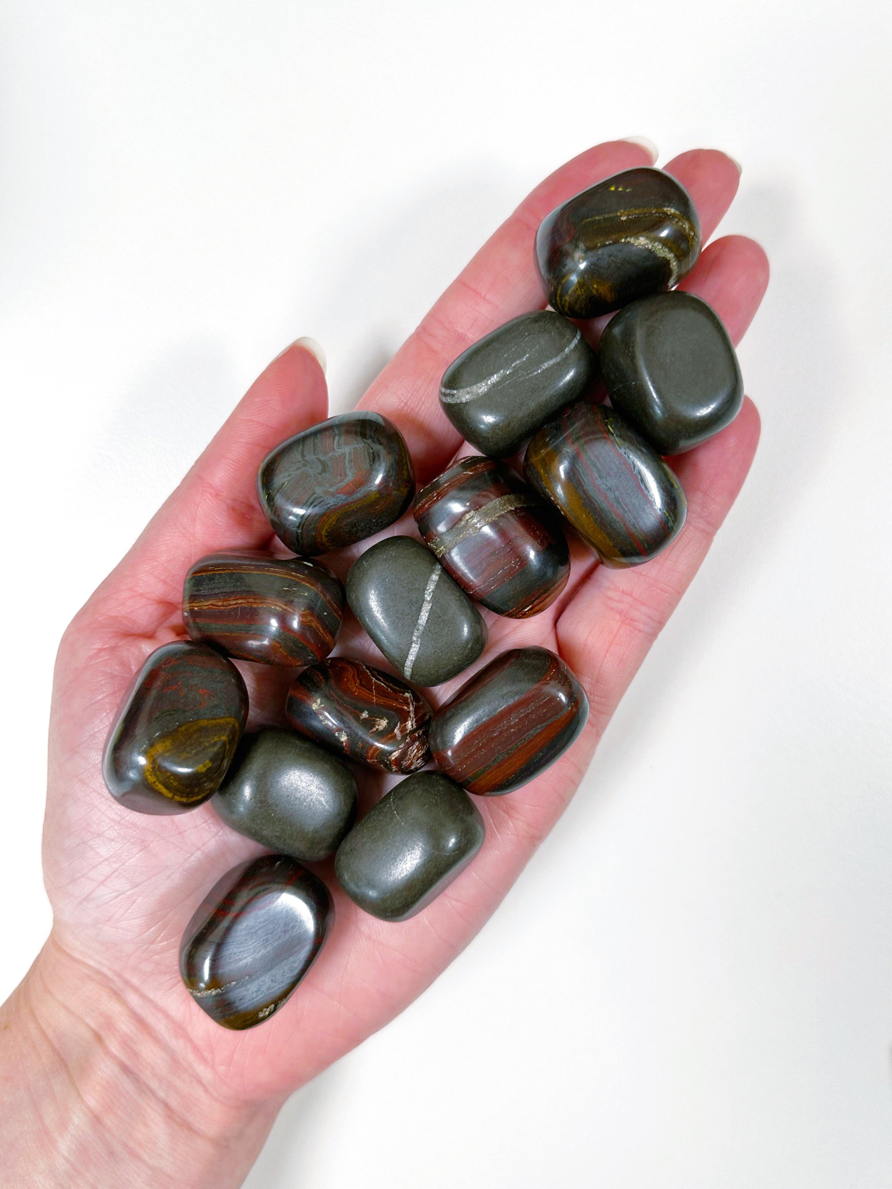TIGER IRON CHONK - 2025 vibes, 33 bday, Black Friday sale, chonk, end of year sale, focus gift bundle, holiday sale, Leo szn, pocket crystal, pocket stone, tiger iron, tumble, tumbled, tumbled stone - The Mineral Maven