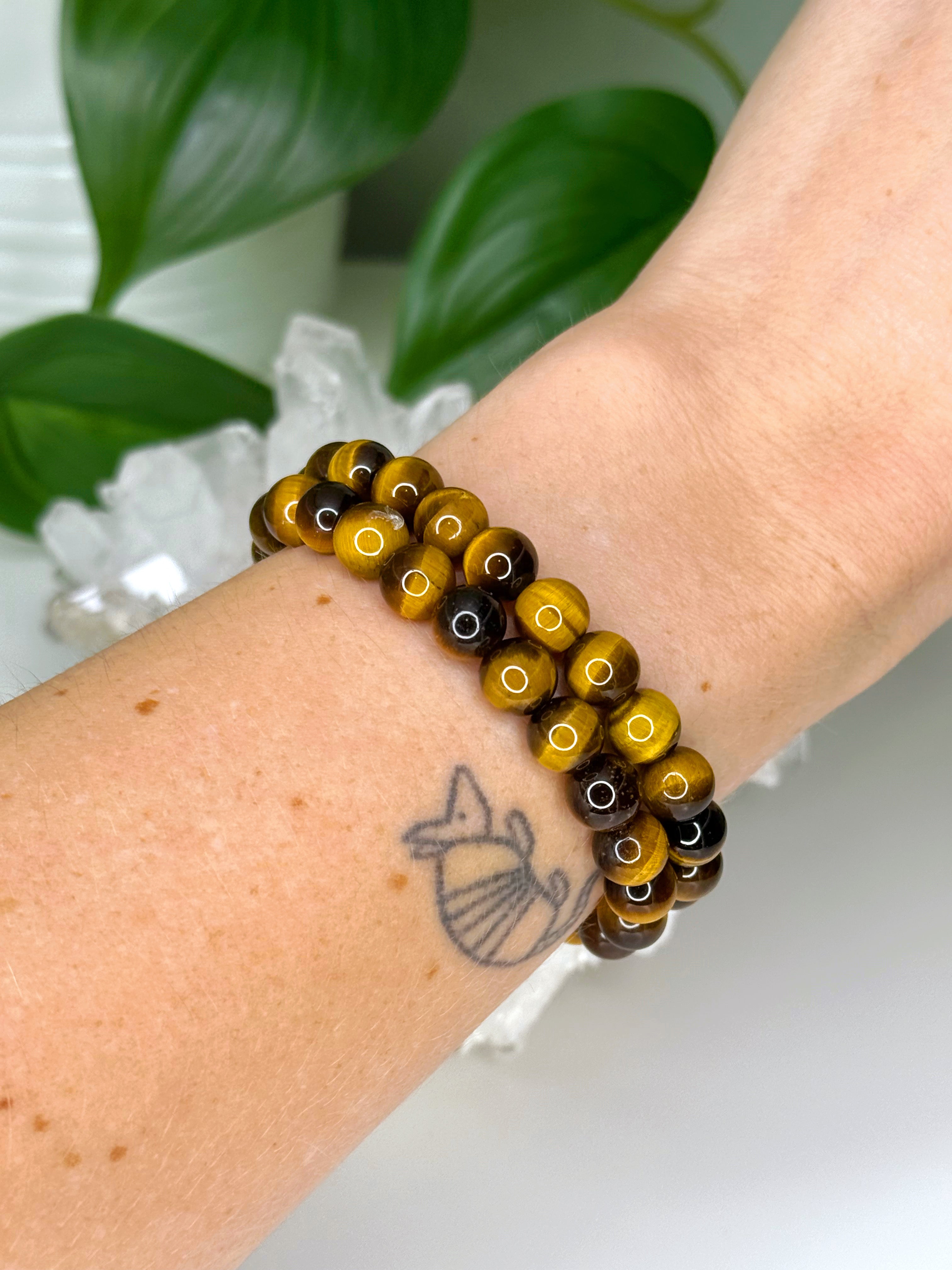 TIGER’S EYE 8mm - HANDMADE CRYSTAL BRACELET - 8mm, bracelet, capricorn, career, crystal bracelet, crystals for beginners, earth, fire, handmade bracelet, jewelry, Leo, market bracelet, summerween collection, sun, tiger’s eye, Wearable - The Mineral Maven