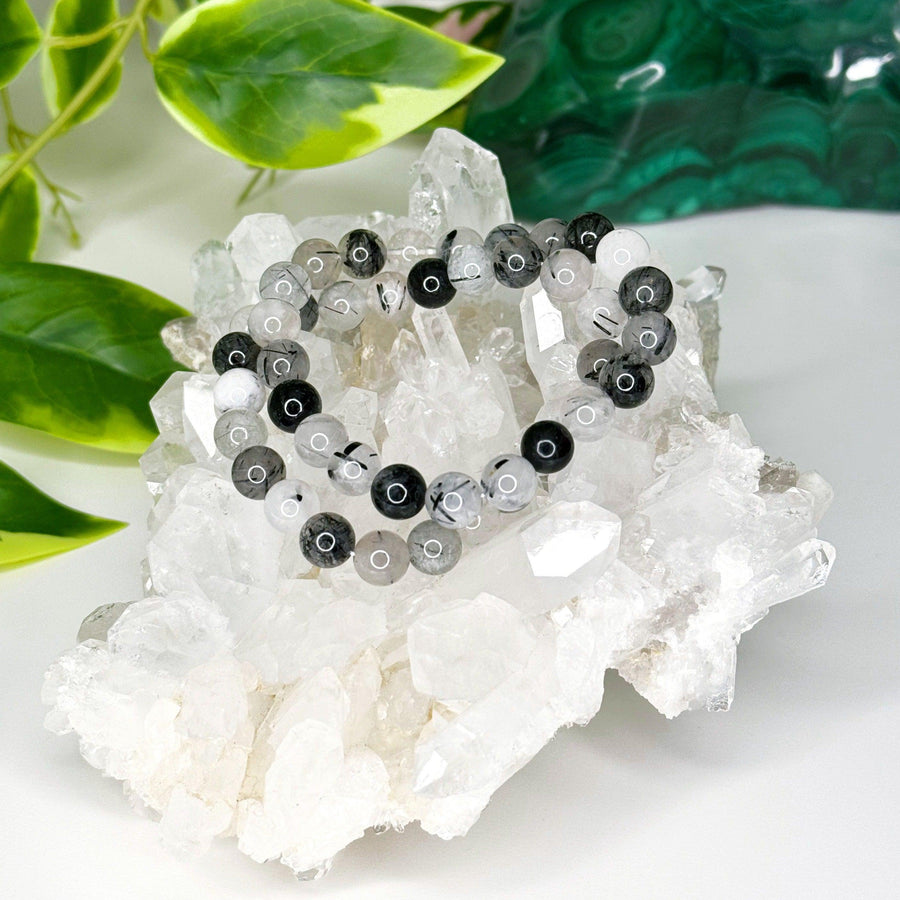 TOURMALINATED QUARTZ 8mm - HANDMADE CRYSTAL BRACELET