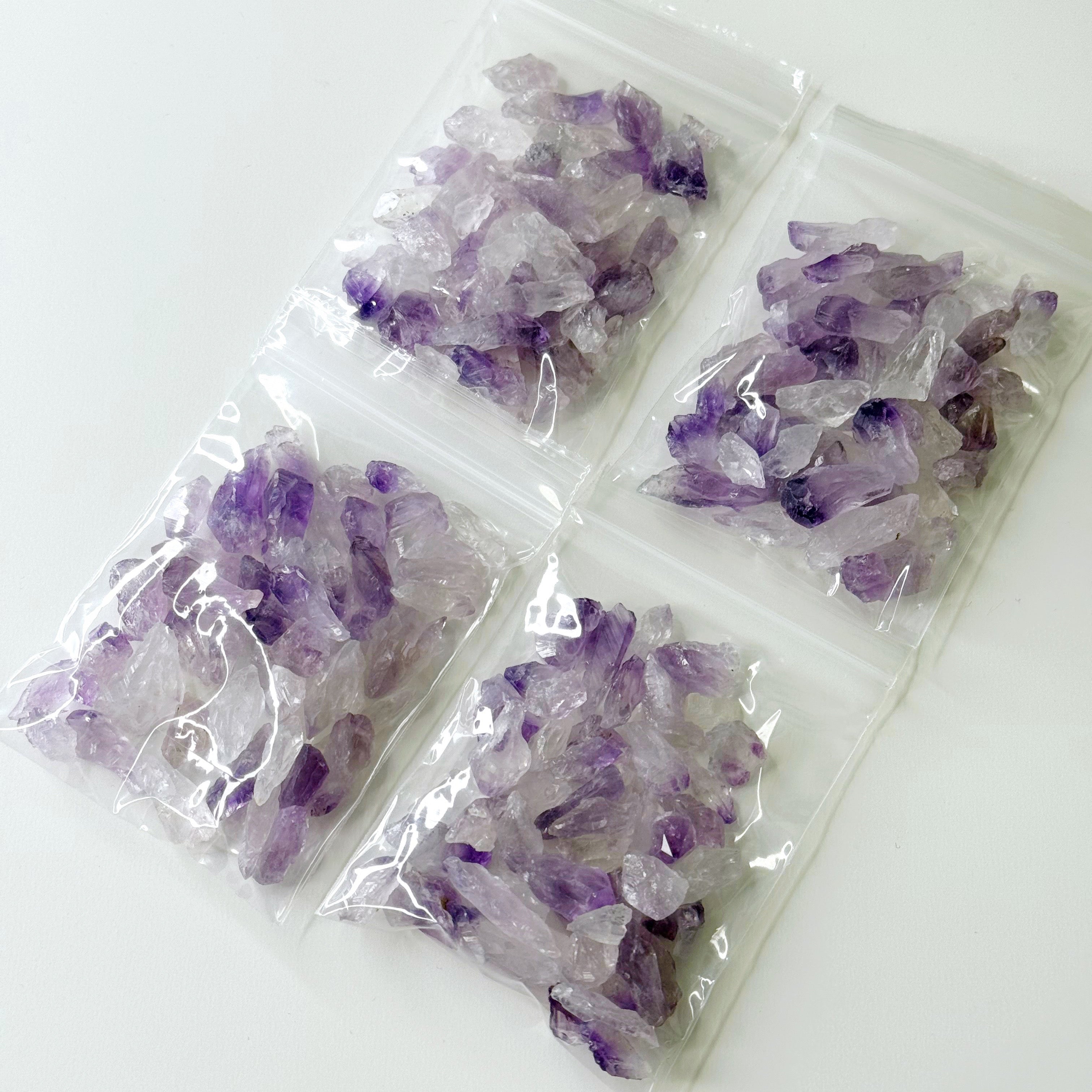 URUGUAYAN AMETHST BAGGIE (30g) - amethyst, baggie, crystal grid, crystal grids, crystals for beginners, raw crystal, raw point, raw stone, Uruguayan amethyst - The Mineral Maven