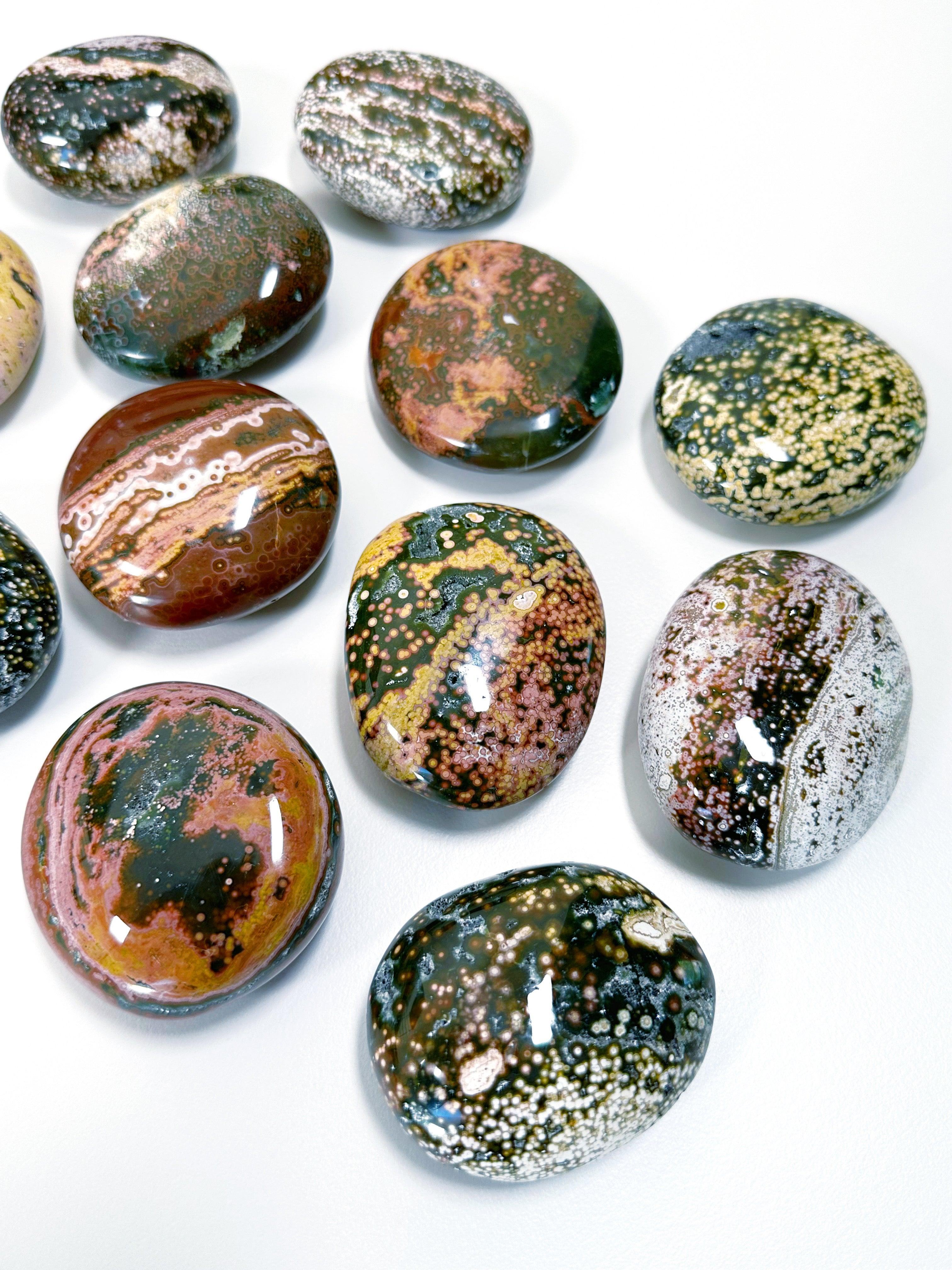 'VEINLESS' OCEAN JASPER PALM STONE (1st QUALITY) - Black Friday sale, emotional support, north carolina gem show, ocean jasper, palm stone, palmstone, veinless, veinless ocean jasper - The Mineral Maven