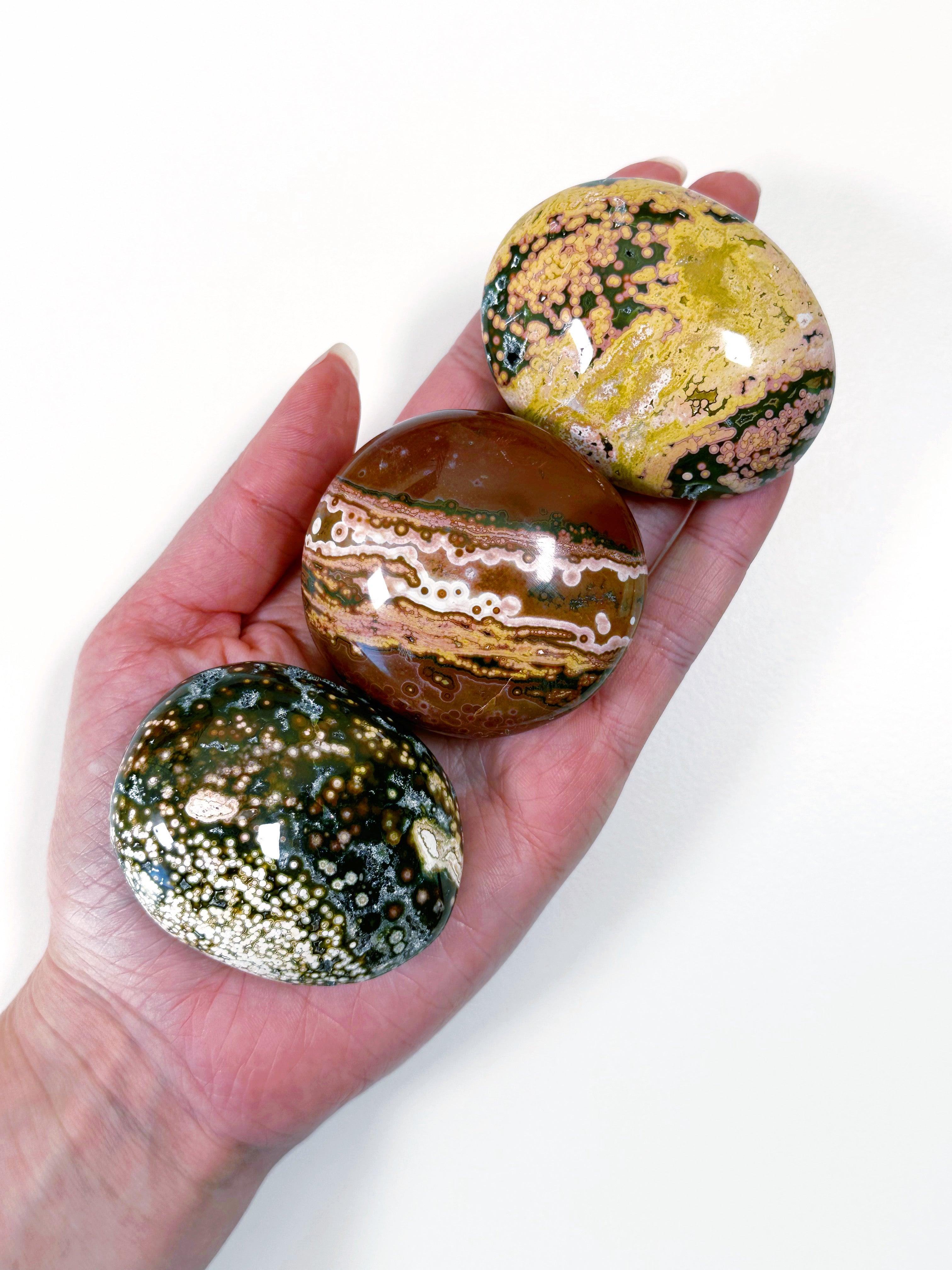 'VEINLESS' OCEAN JASPER PALM STONE (1st QUALITY) - Black Friday sale, emotional support, north carolina gem show, ocean jasper, palm stone, palmstone, veinless, veinless ocean jasper - The Mineral Maven