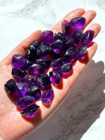 "VIOLET FLAME" AMETHYST TUMBLE - amethyst, pocket crystal, pocket crystals, pocket stone, recently added, violet flame, violet flame amethyst, zambian amethyst - The Mineral Maven