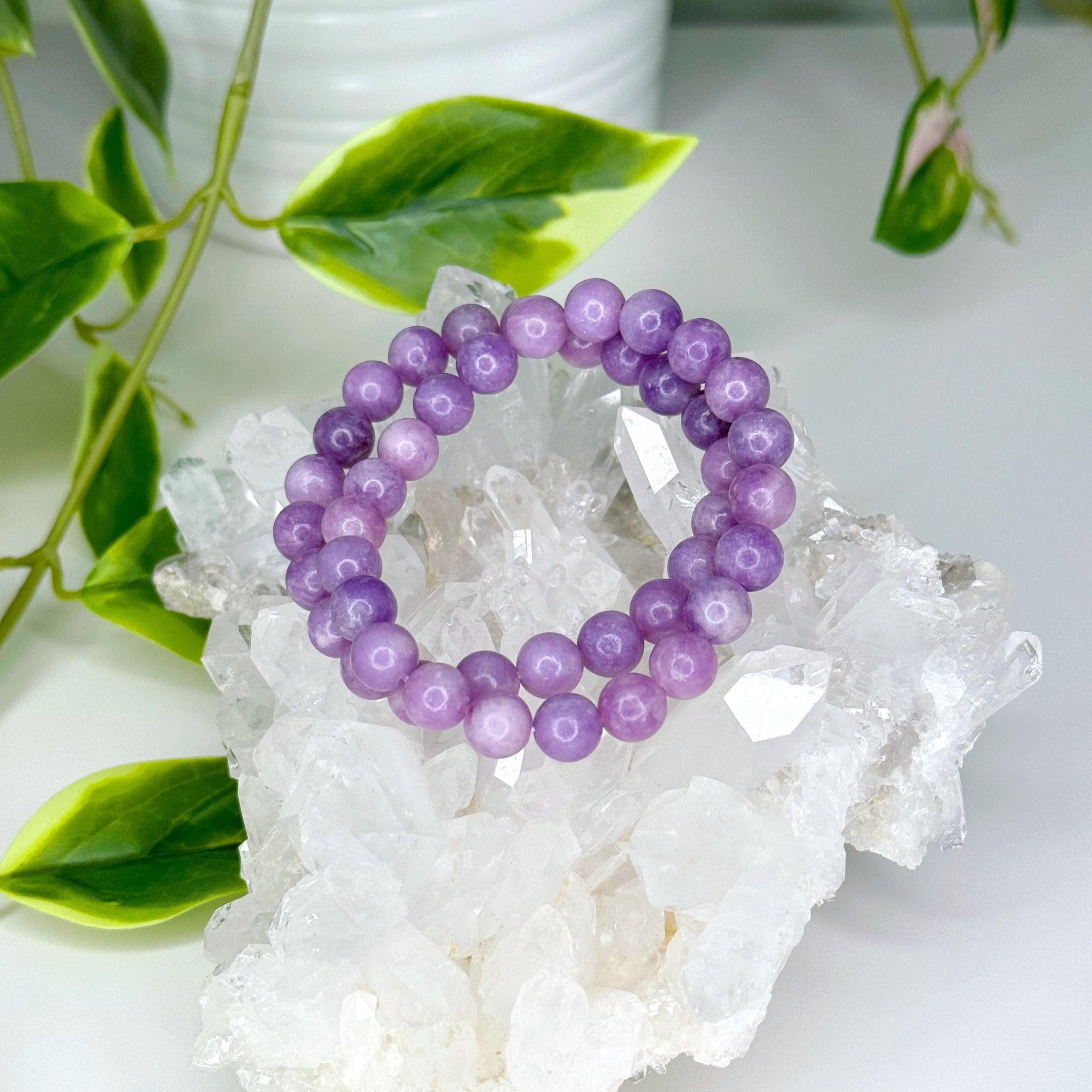 VIOLET LEPIDOLITE 8mm - HANDMADE CRYSTAL BRACELET - 10 Dec Inventory, 8mm, bracelet, bracelet inventory check, crystal bracelet, handmade bracelet, jewelry, June 2025 inventory check, lepidolite, libra, market bracelet, pisces, Scorpio Season, water, Wearable - The Mineral Maven