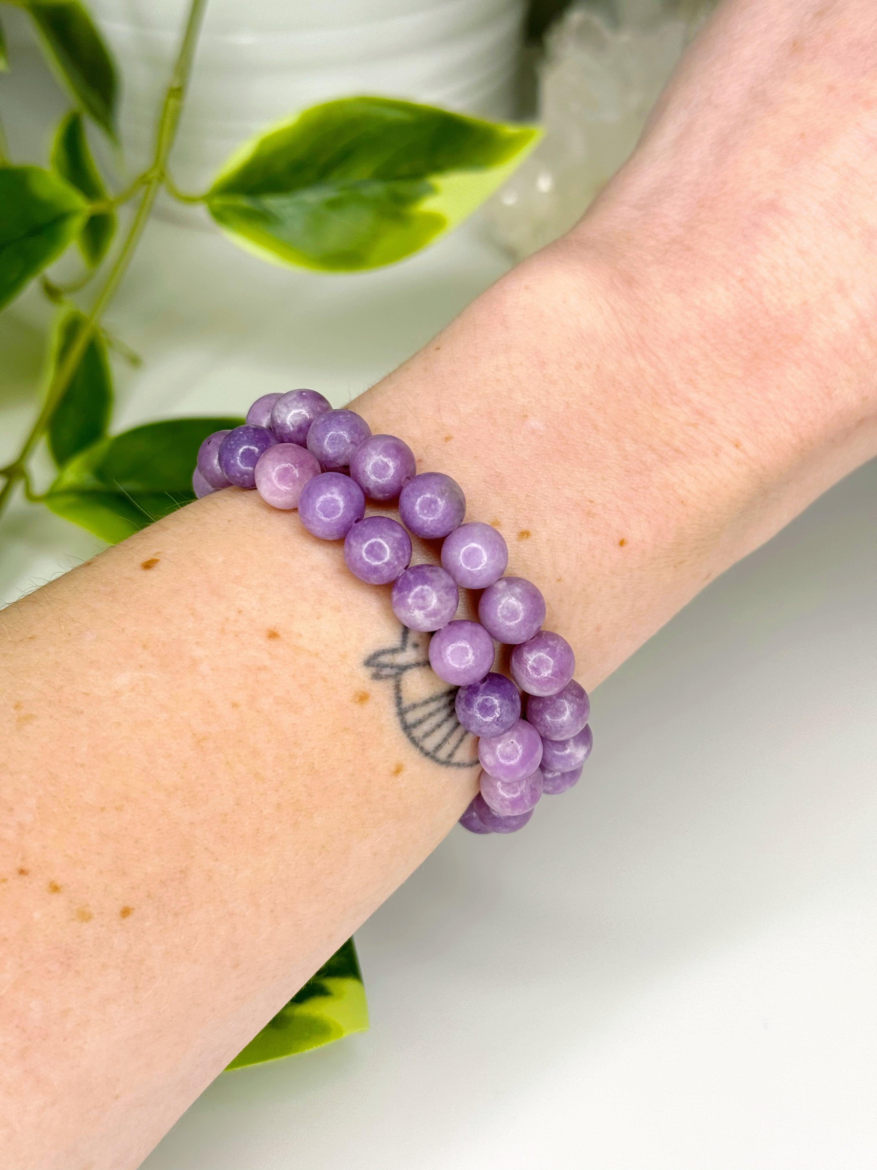 VIOLET LEPIDOLITE 8mm - HANDMADE CRYSTAL BRACELET - 10 Dec Inventory, 8mm, bracelet, bracelet inventory check, crystal bracelet, handmade bracelet, jewelry, June 2025 inventory check, lepidolite, libra, market bracelet, pisces, Scorpio Season, water, Wearable - The Mineral Maven