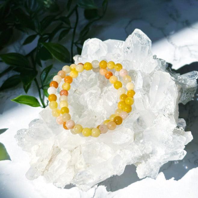 YELLOW AVENTURINE 6mm - HANDMADE CRYSTAL BRACELET - 6mm, april astro, bracelet, crystal bracelet, fall-o-ween, fall-o-ween bracelets, fire, grief gift bundle, handmade bracelet, jewelry, market bracelet, recently added, springtime, vernal vibes, Wearable, yellow, yellow aventurine - The Mineral Maven
