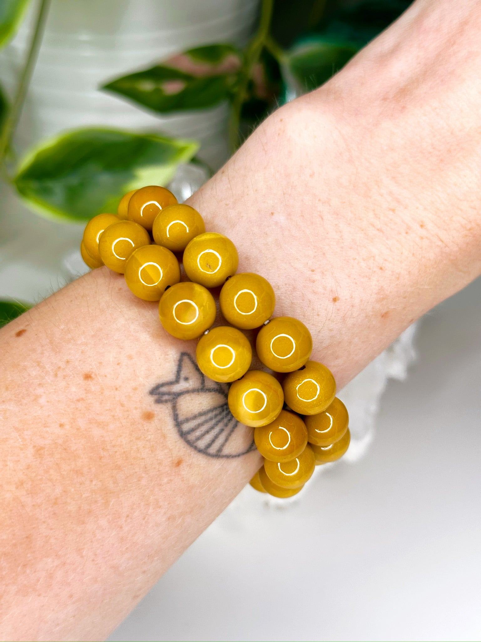 YELLOW MOOKAITE 10mm - HANDMADE CRYSTAL BRACELET - 10 Dec Inventory, 10mm, bracelet, bracelet inventory check, crystal bracelet, earth, fall-o-ween, fall-o-ween bracelets, fire, focus gift bundle, handmade bracelet, jewelry, joy gift bundle, June 2025 inventory check, Leo, market bracelet, mookaite, Wearable, yellow mookaite - The Mineral Maven