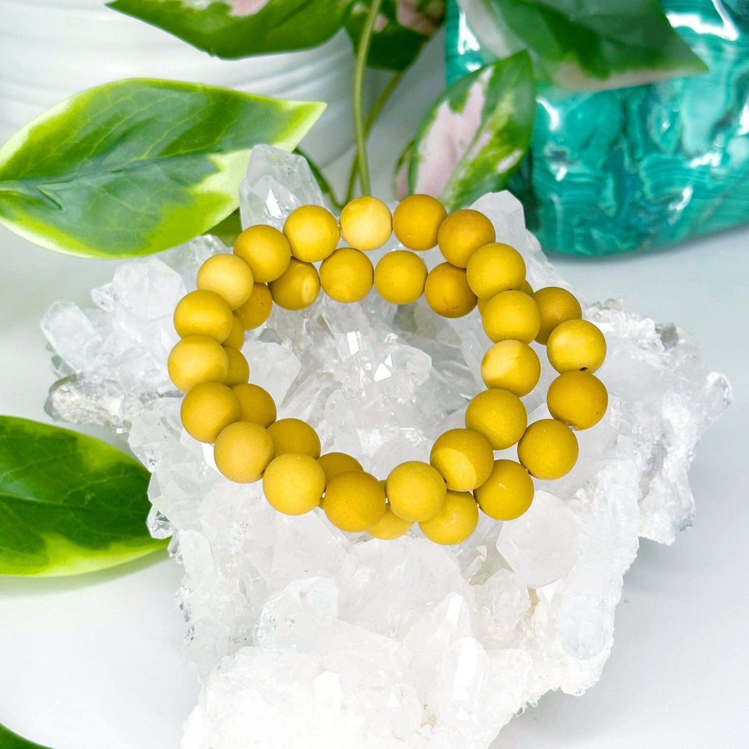 YELLOW MOOKAITE (MATTE) 10mm - HANDMADE CRYSTAL BRACELET - 10 Dec Inventory, 10mm, bracelet, bracelet inventory check, crystal bracelet, earth, fall-o-ween, fall-o-ween bracelets, fire, focus gift bundle, handmade bracelet, jewelry, joy gift bundle, June 2025 inventory check, Leo, market bracelet, matte, mookaite, Wearable, yellow mookaite - The Mineral Maven